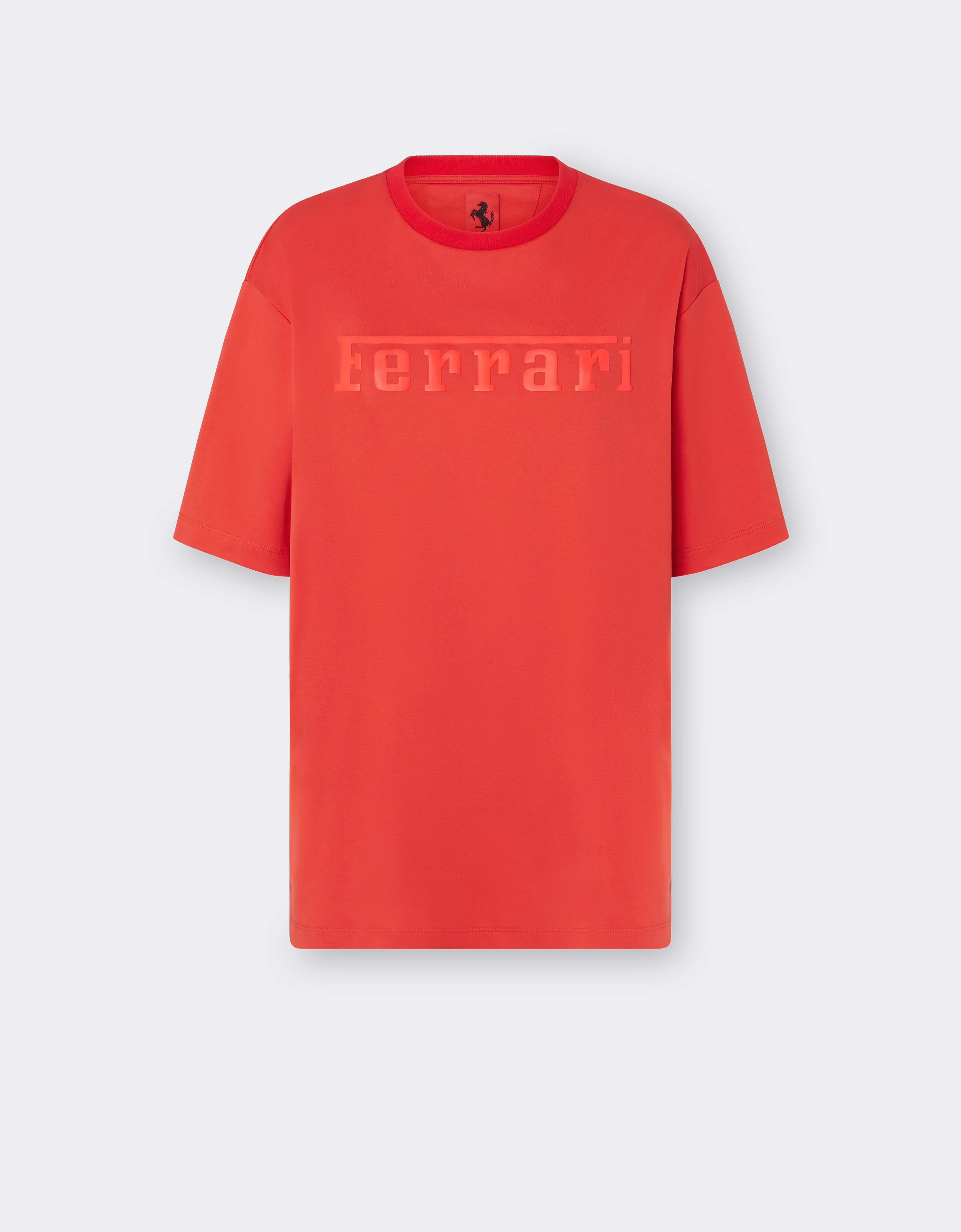 Shop Ferrari Cotton T-shirt With  Logo In Rosso Dino