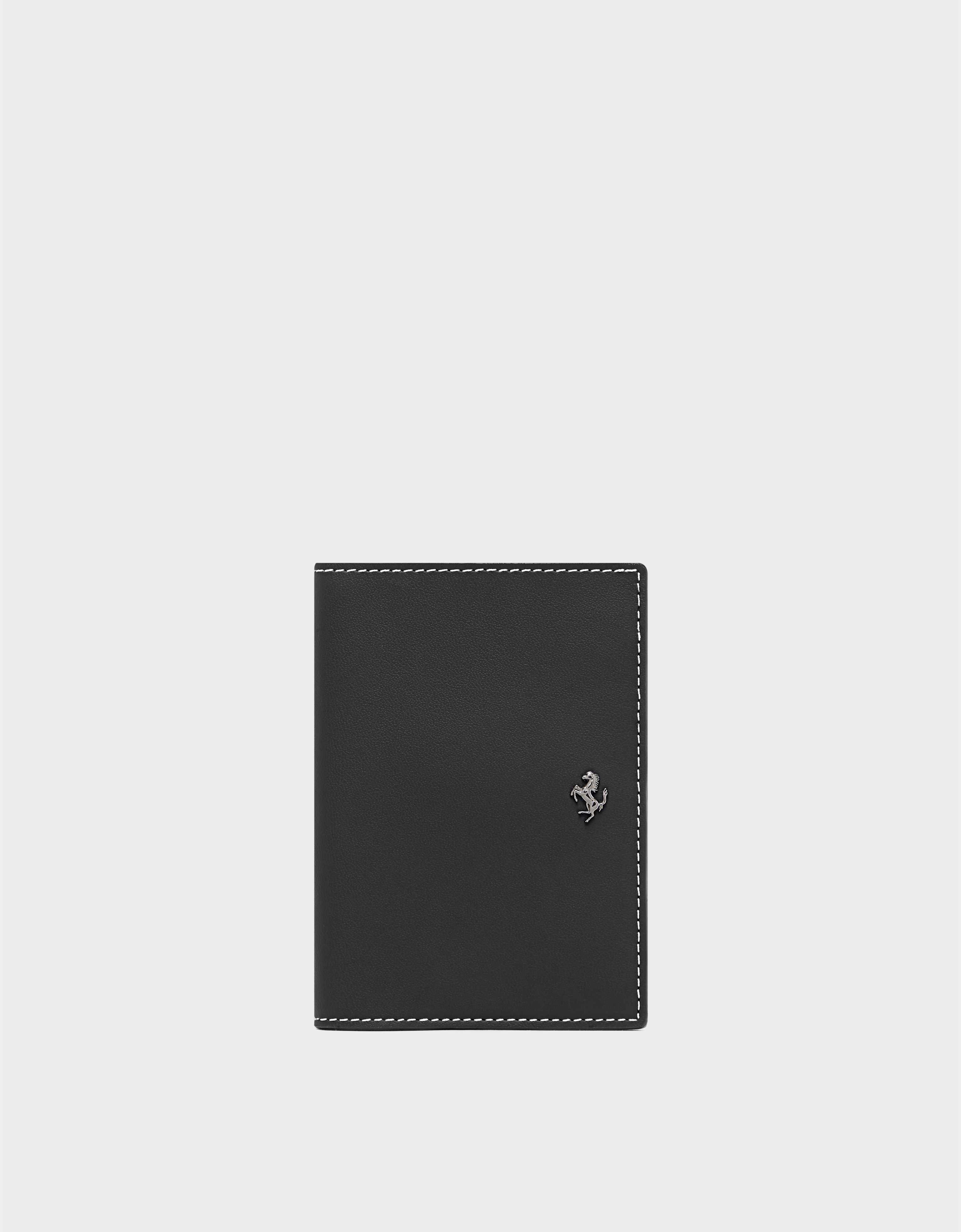 Ferrari Second Life Passport Holder In Leather In Black