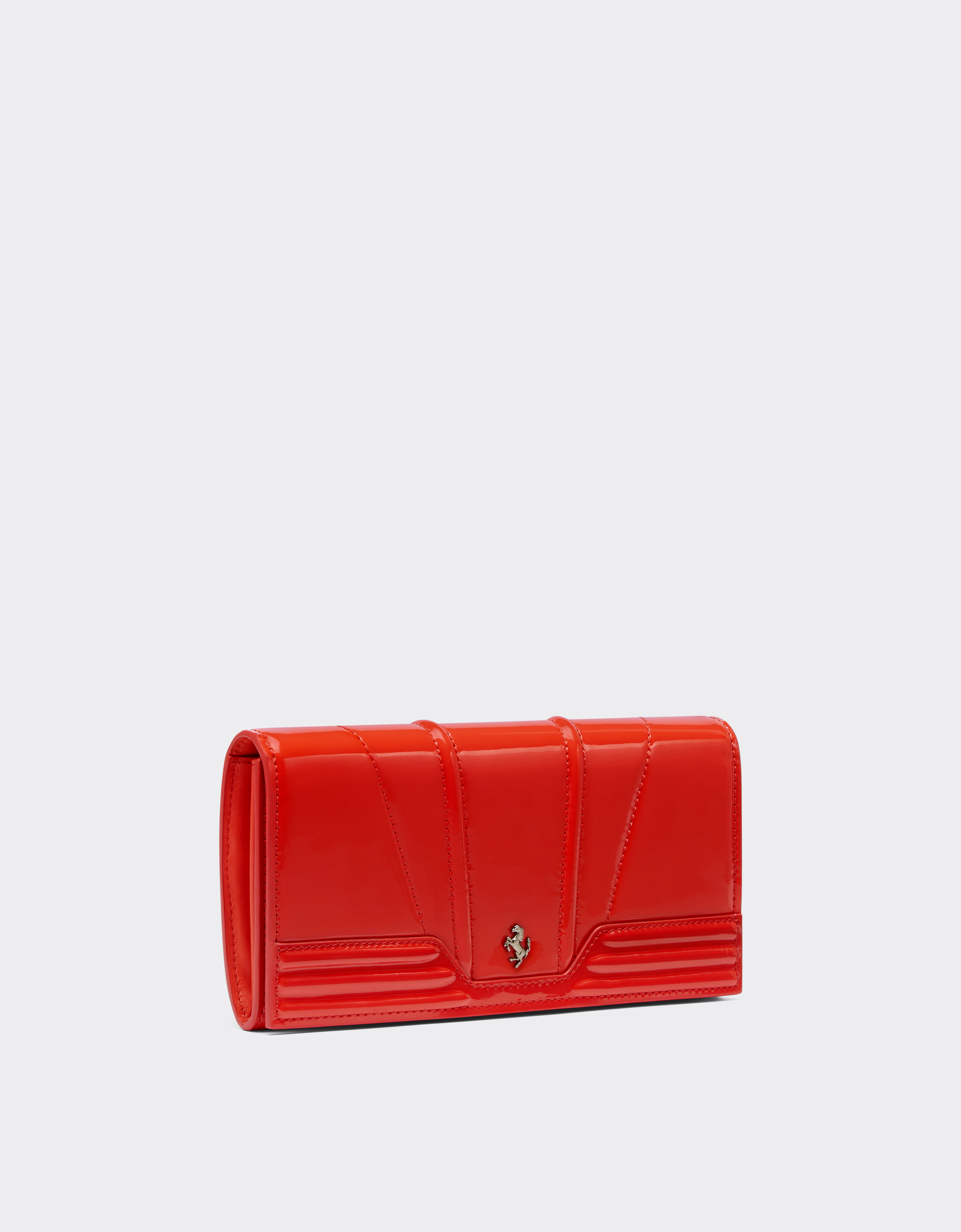 Ferrari Trifold Wallet In Patent Leather In Rosso Dino