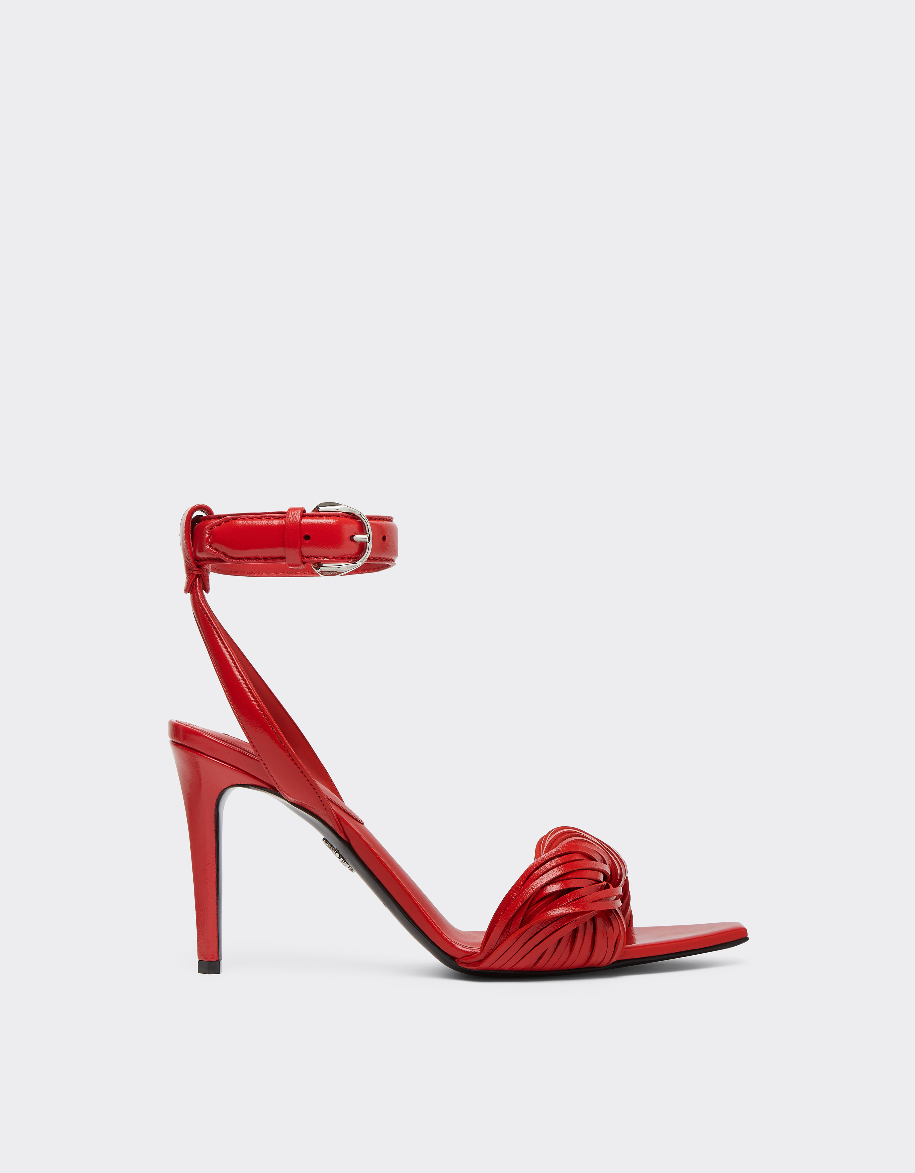 Ferrari Nappa Leather Heeled Sandals In Red