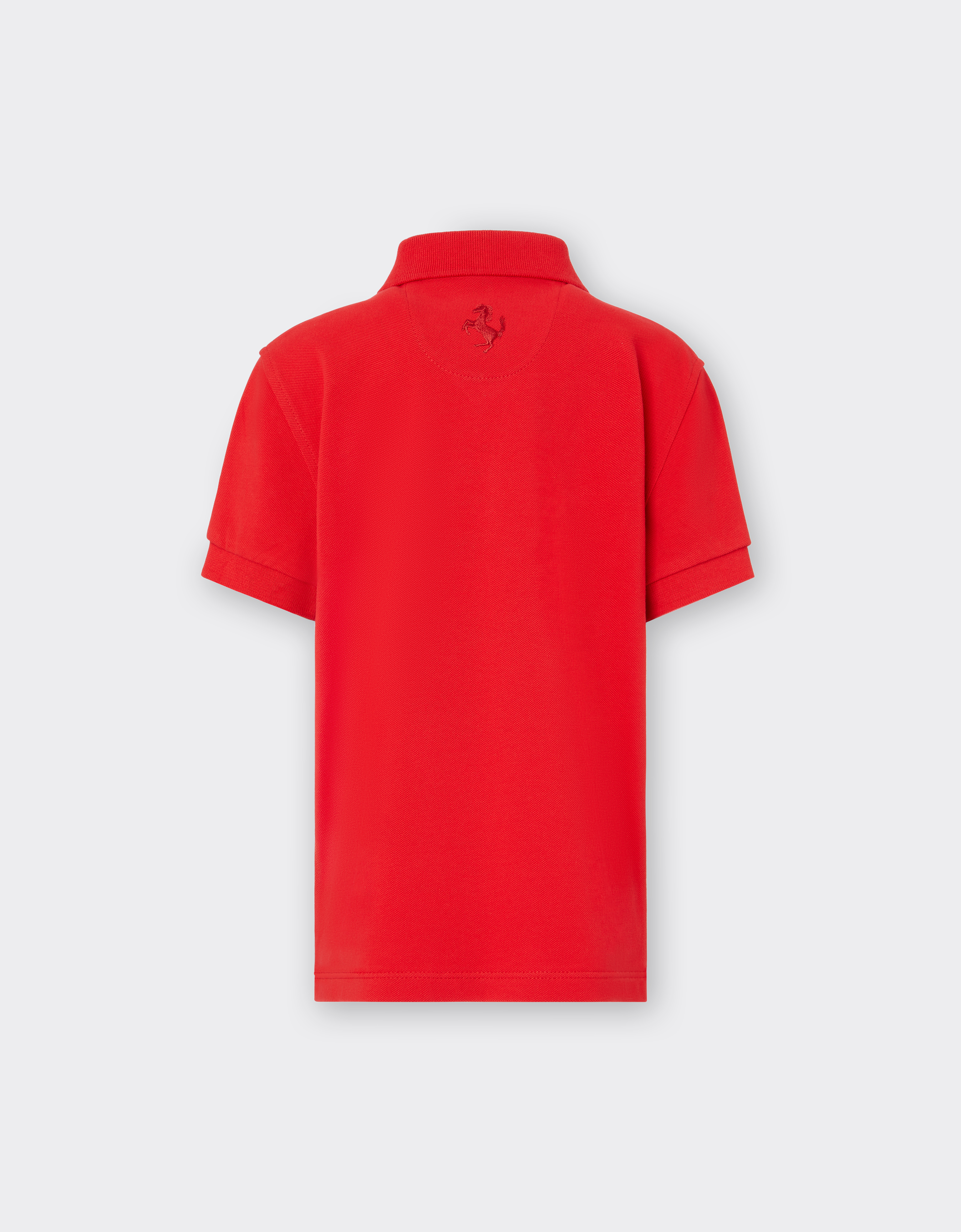 Shop Ferrari Children's Polo Shirt In Organic Cotton Piqué In Rosso Corsa