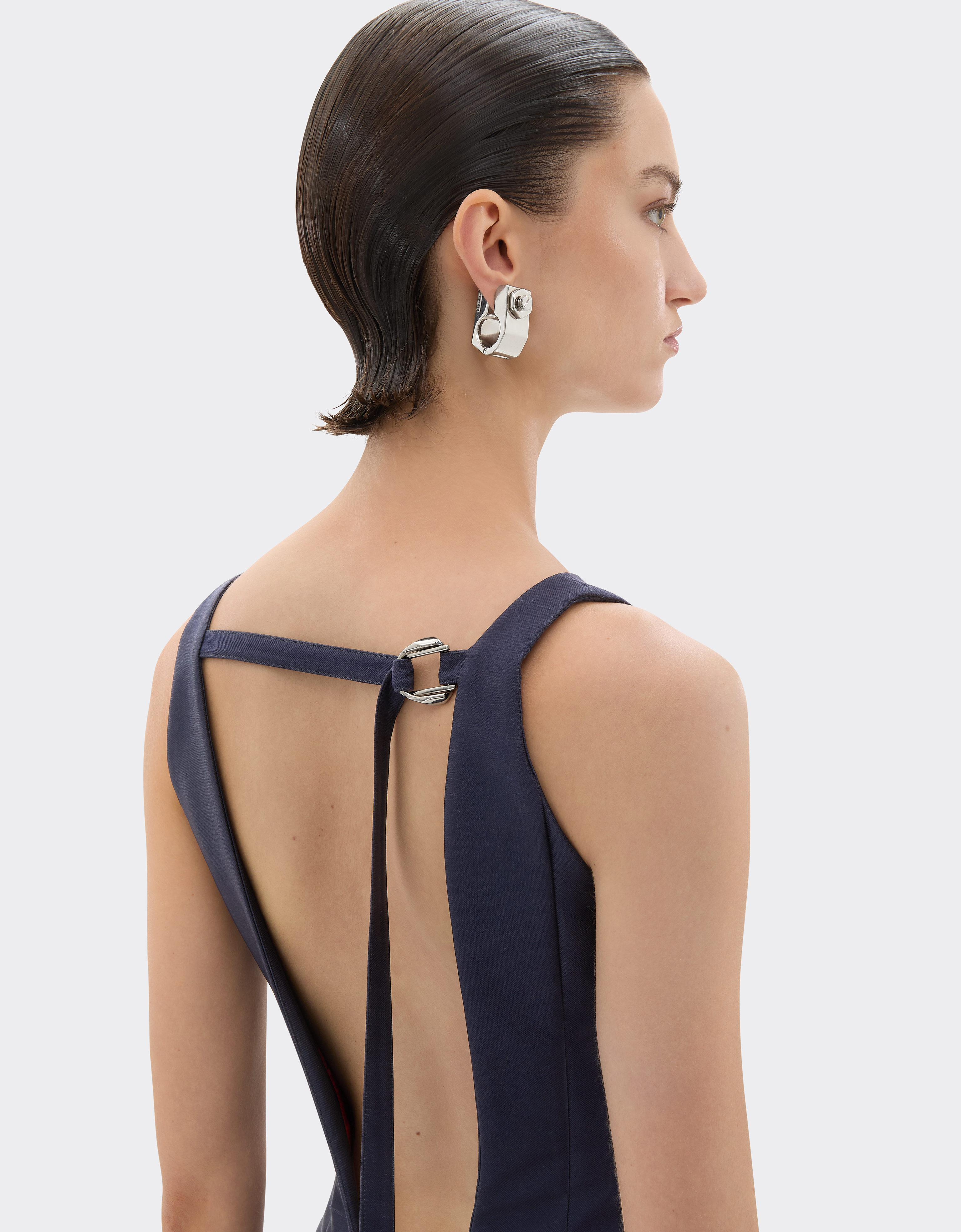 Ferrari Long Dress In Technical Gabardine In Blue