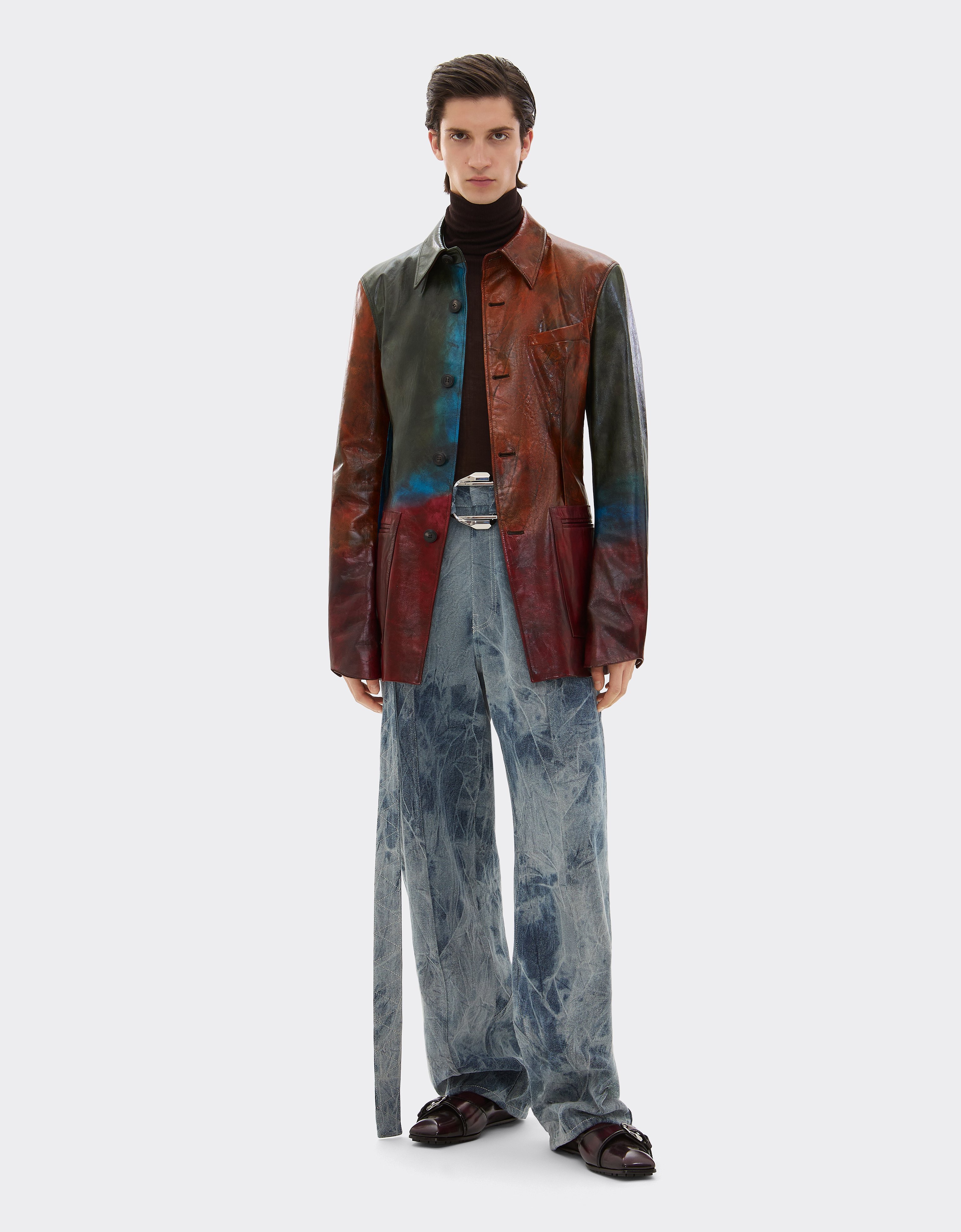 Ferrari Misted Leather Blazer In Multi