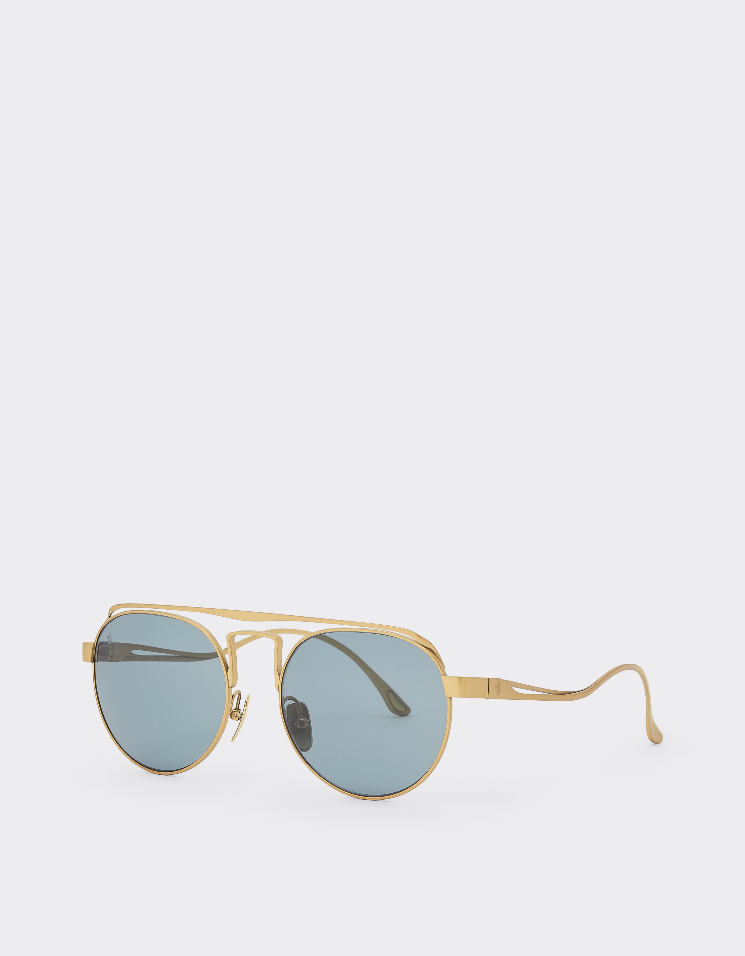 Ferrari Sunglasses In Matte Gold Titanium With Blue Lenses In Gray