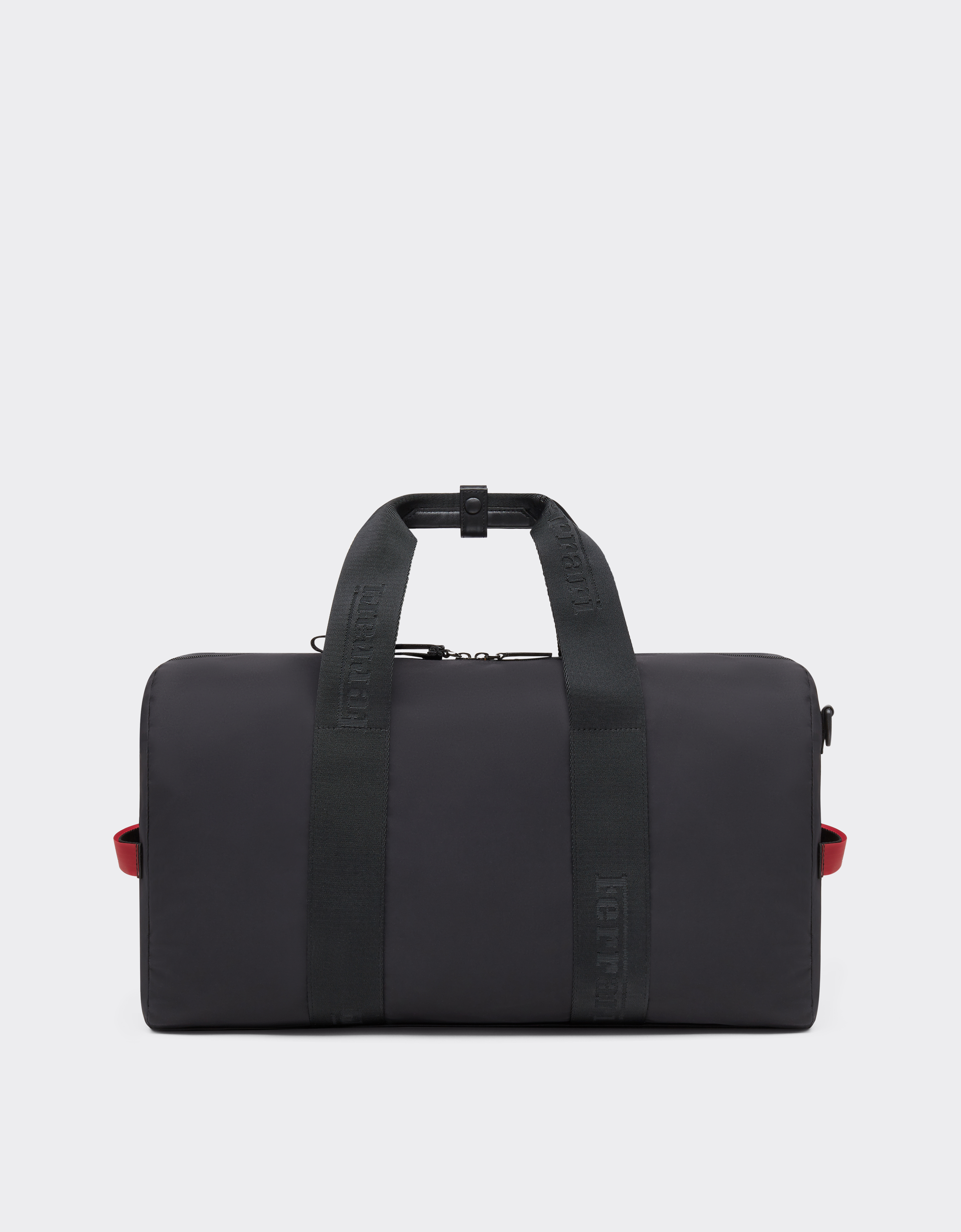 Ferrari Nylon Duffle Bag With Logo Ribbon In Black