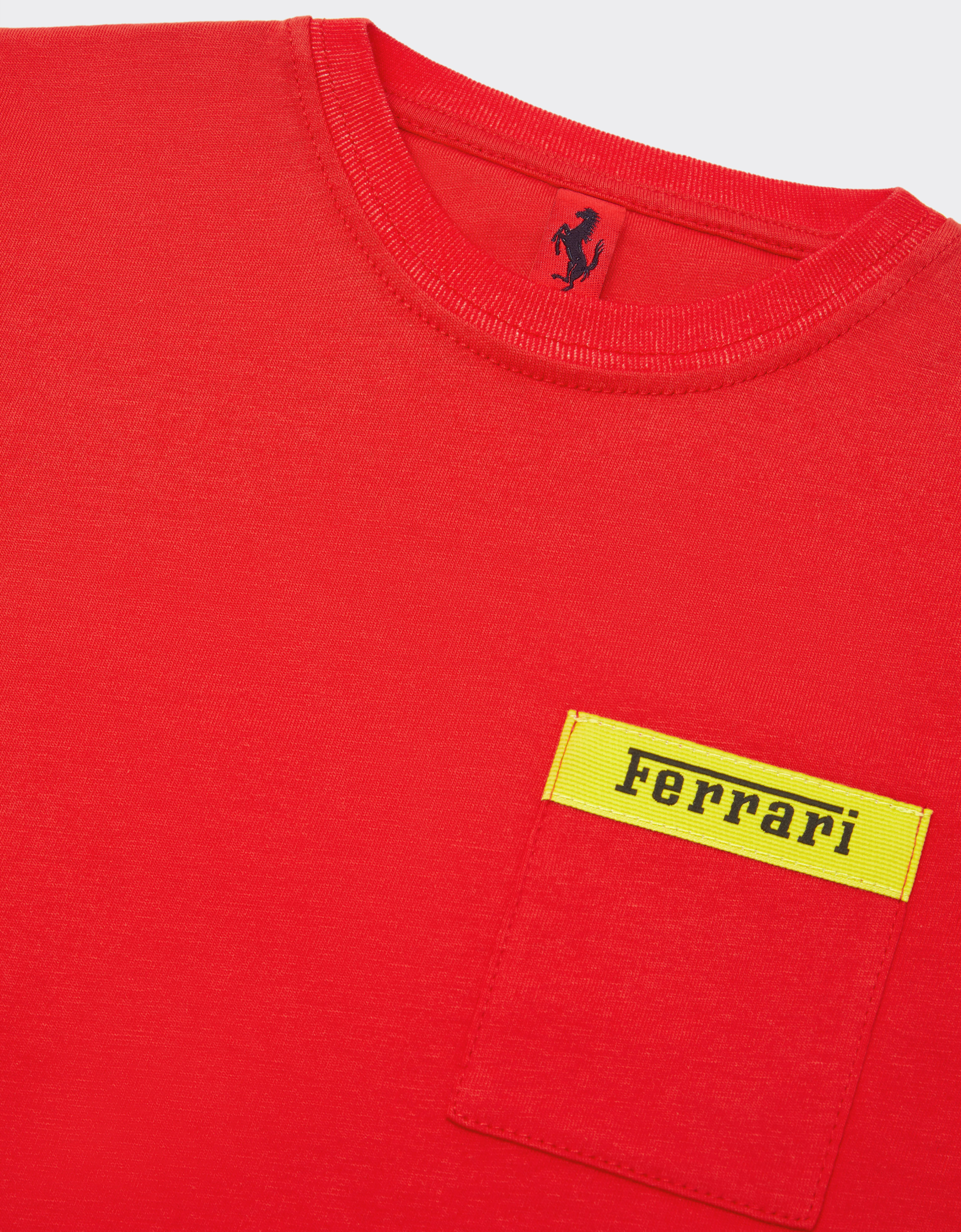 Ferrari Kids' Cotton T-shirt With Logo In Rosso Corsa