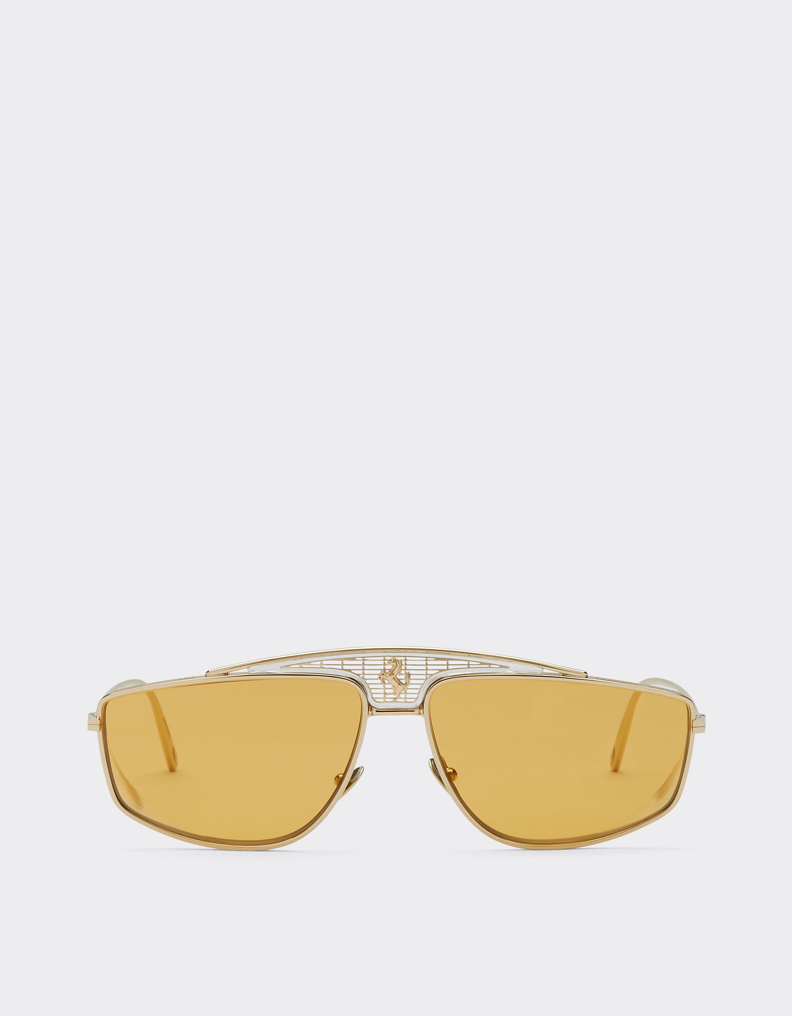Shop Ferrari Sunglasses With Yellow Lenses In Gold