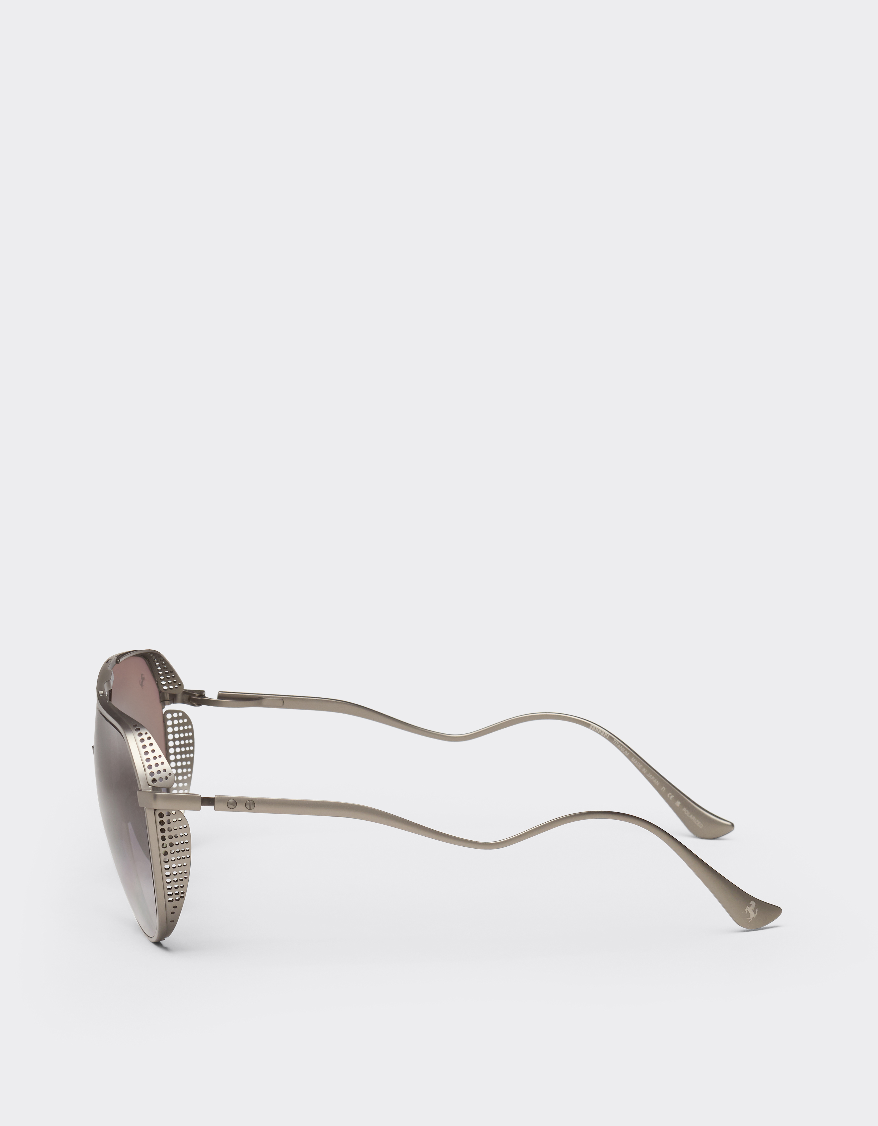 Ferrari Sunglasses In Matt Gunmetal Grey Titanium With Polarised Grey Gradient Lenses