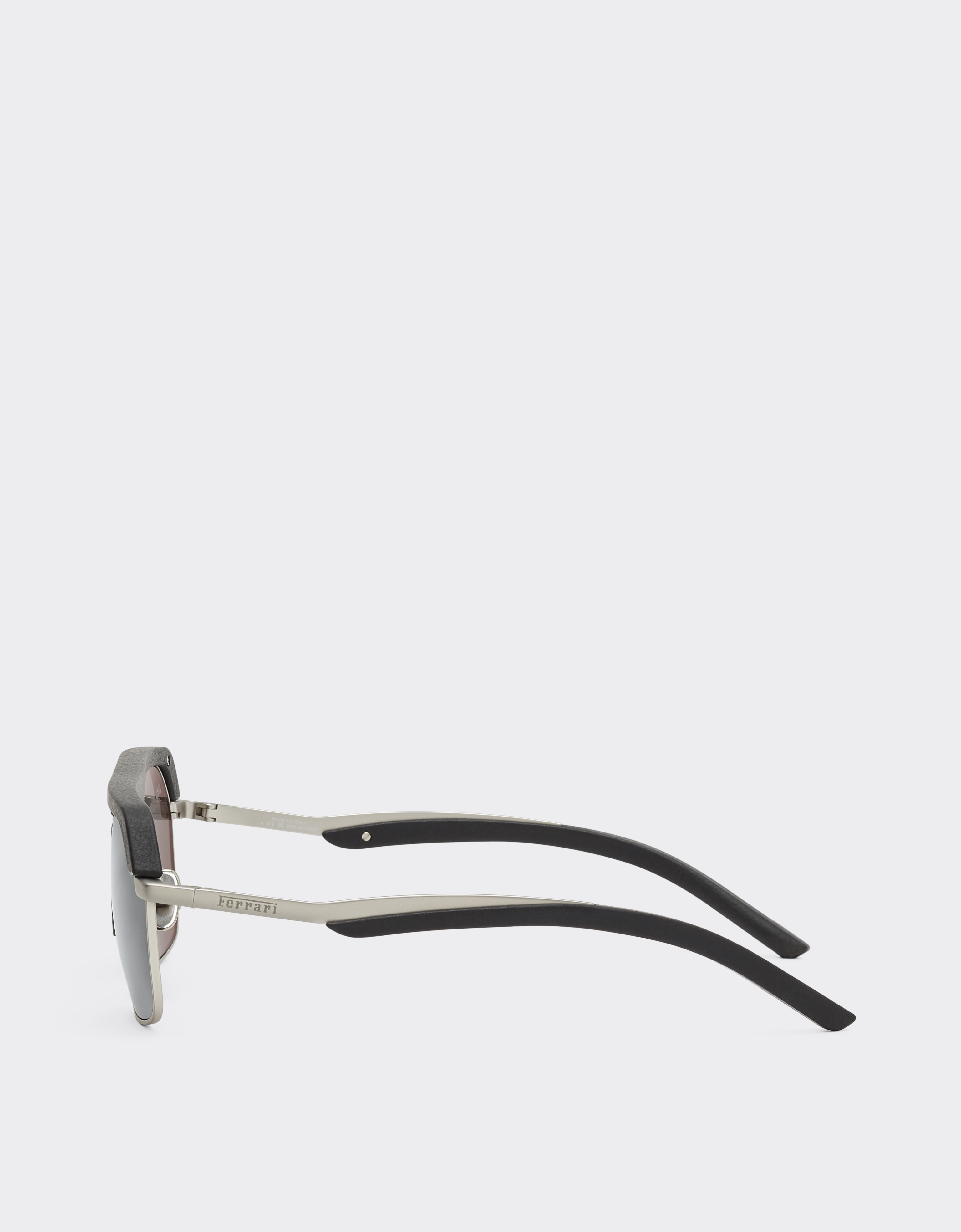 Ferrari Sunglasses In Matte Silver Metal With Gray Polarized Lenses In Black
