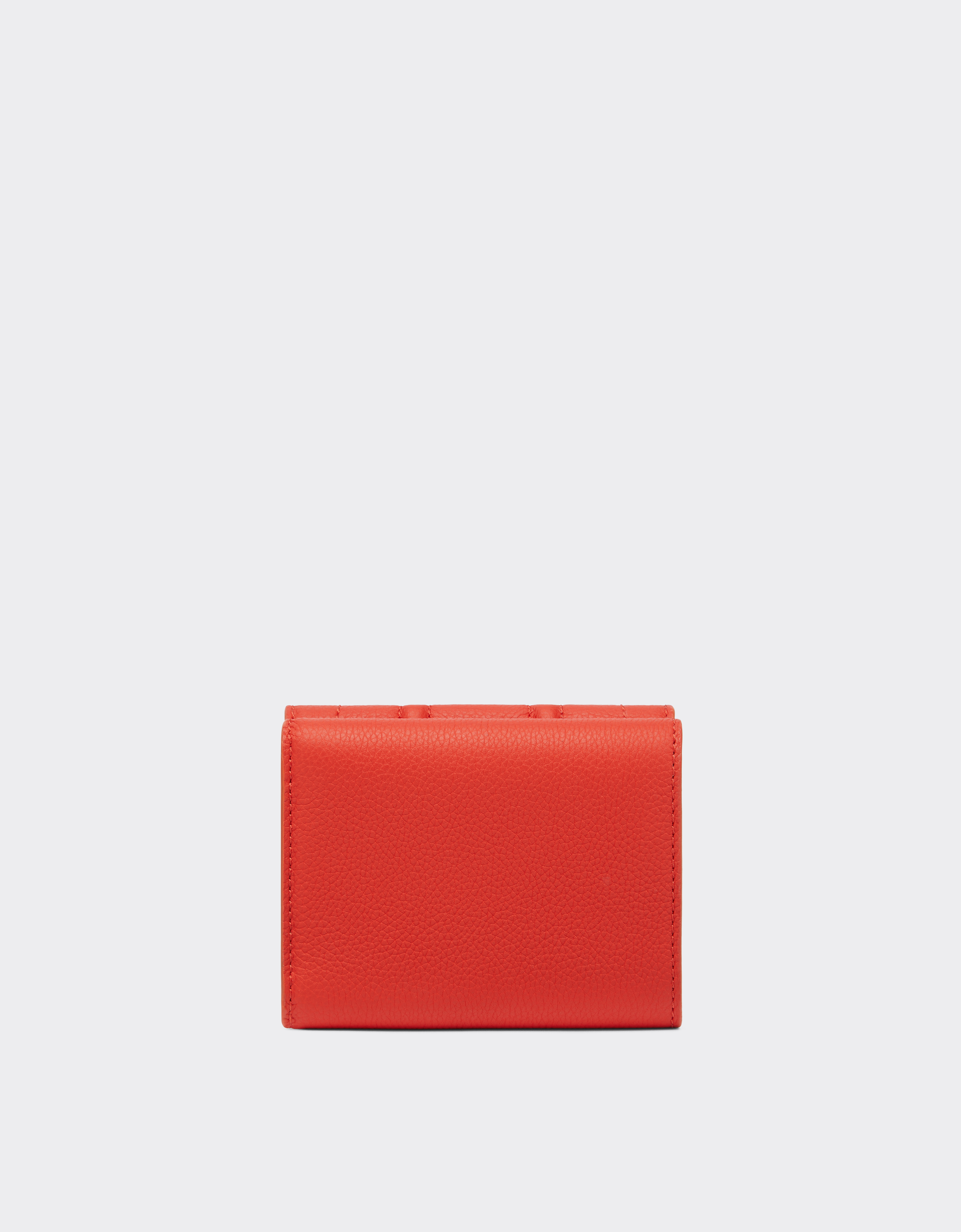 Ferrari Tri-fold Wallet In Textured Leather In Rosso Dino