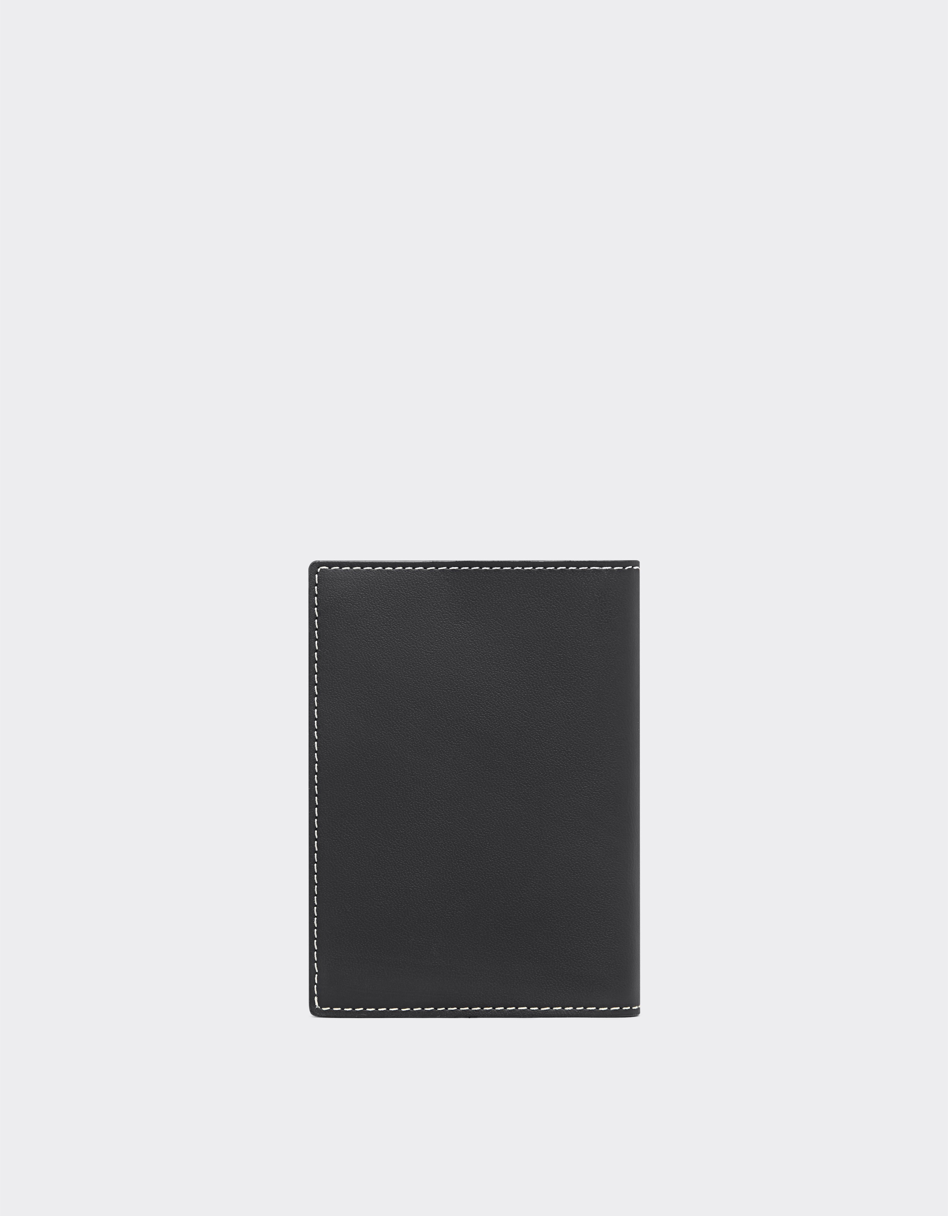 Ferrari Second Life Passport Holder In Leather In Black
