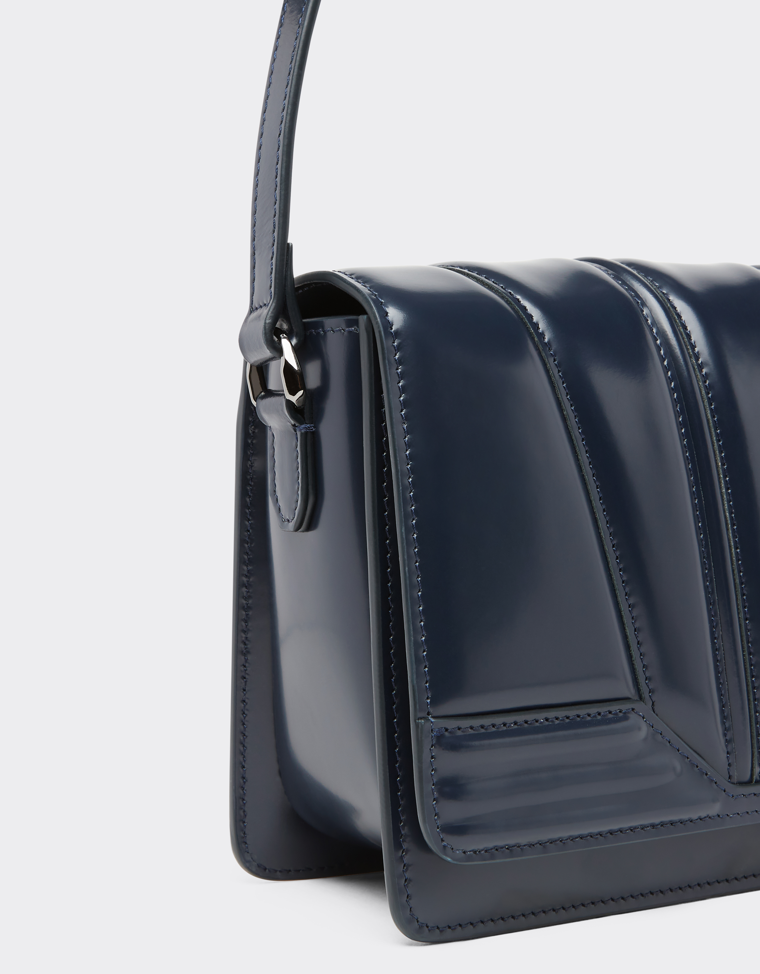 Ferrari Gt Crossbody Bag In Brushed Leather In Navy