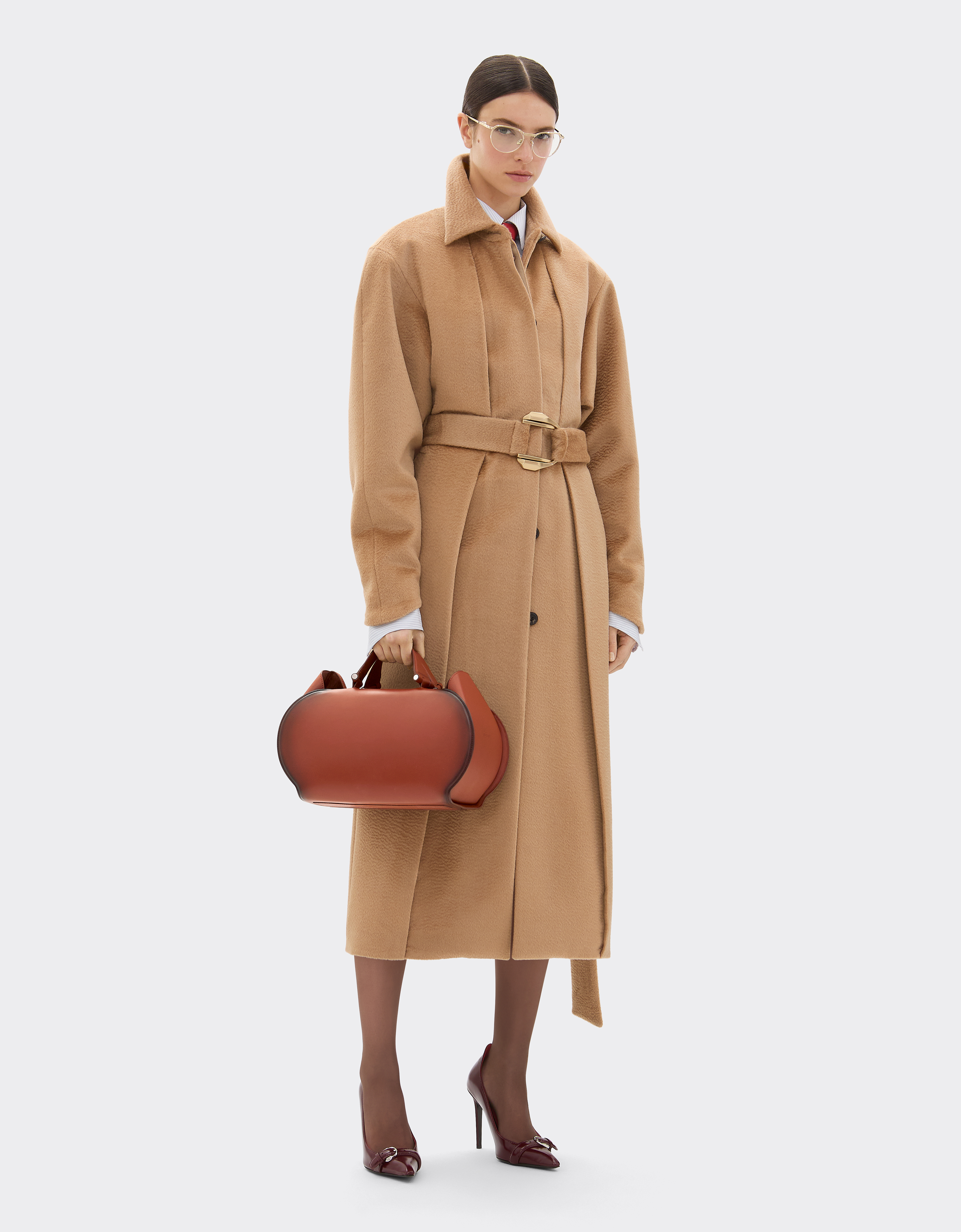 Ferrari La Dino Bowling Bag In Gradient Leather In Brown