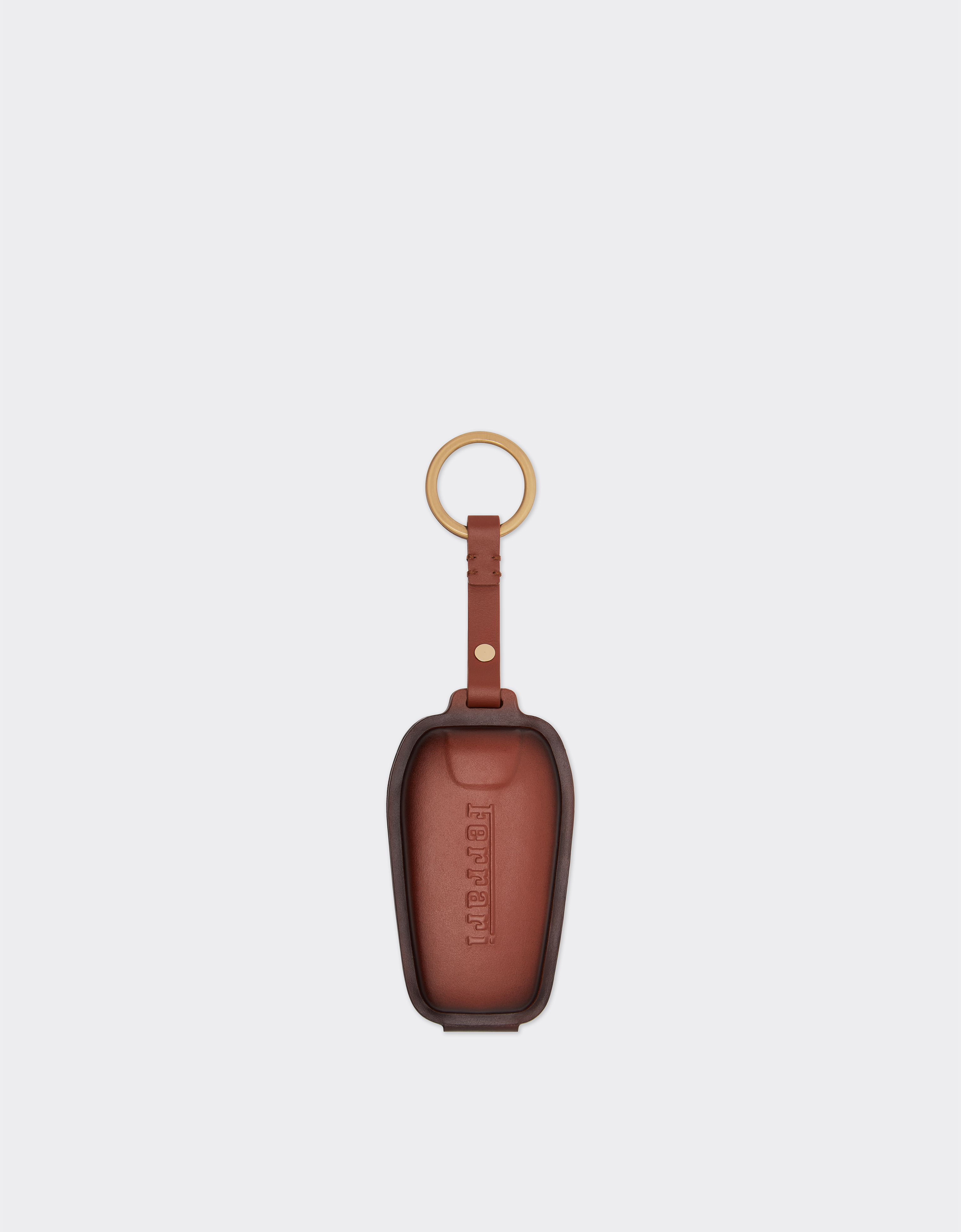 Ferrari Keyring In Gradient Leather In Brown