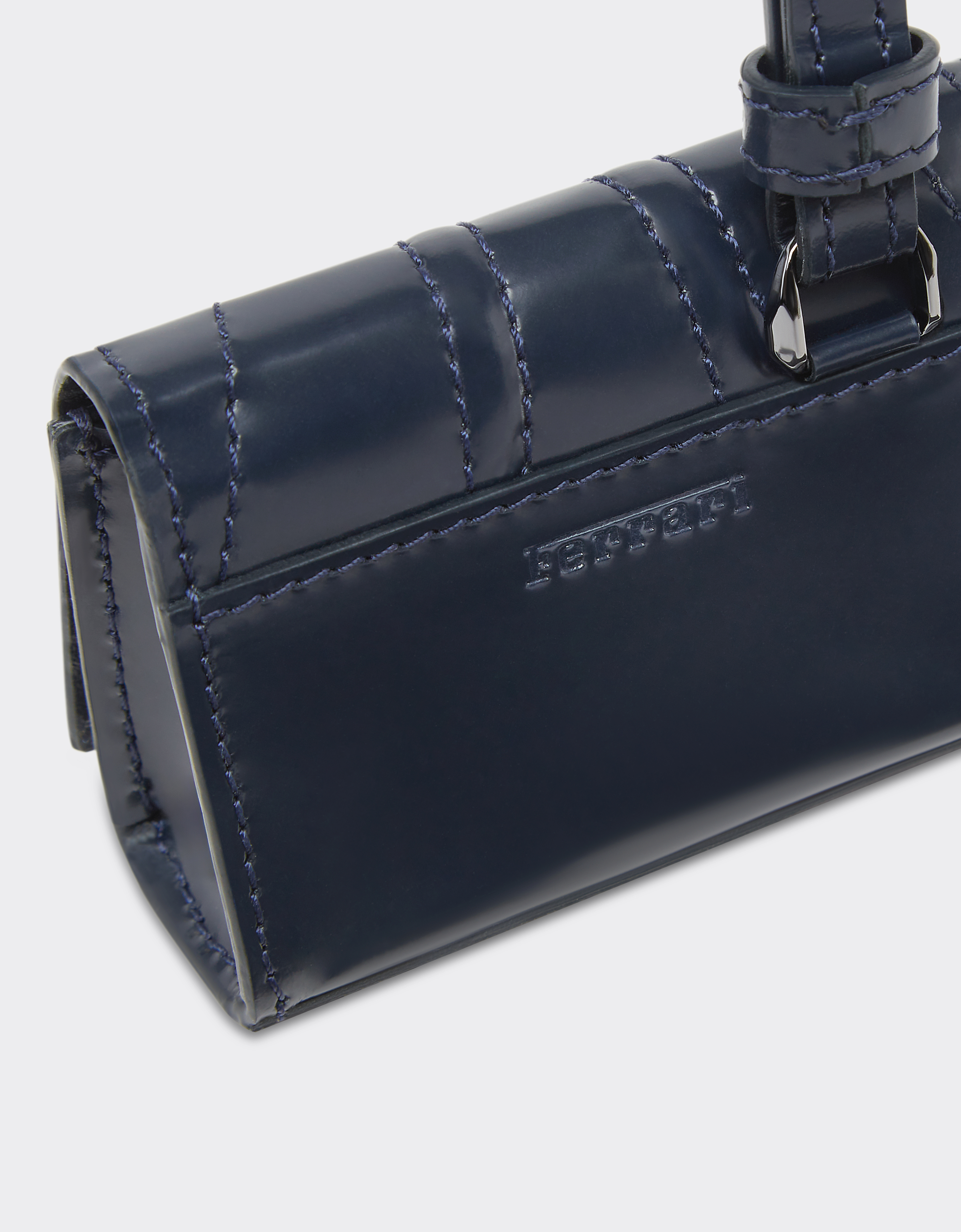 Ferrari Gt Earbud Case In Brushed Leather In Navy