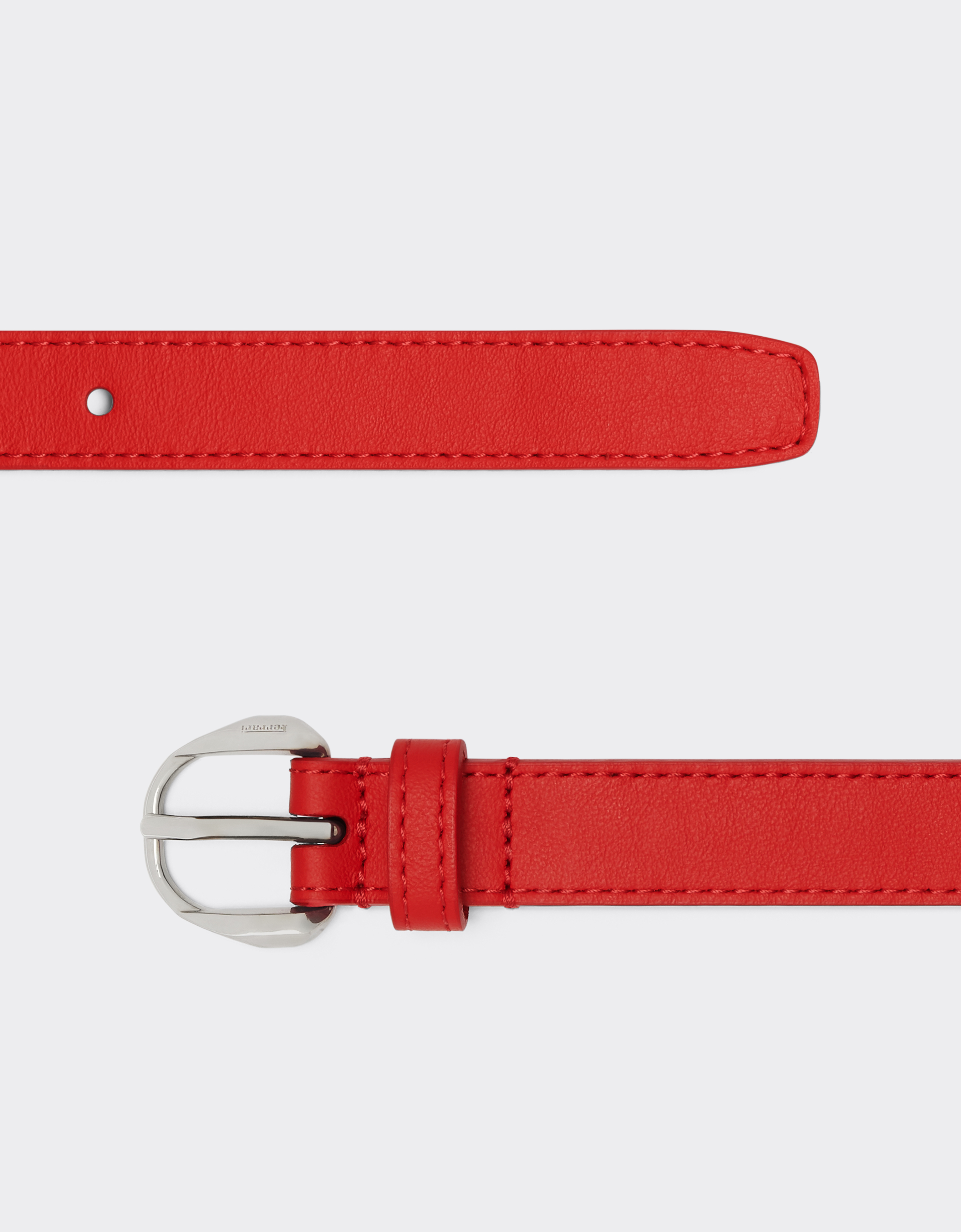 Ferrari Thin Leather Belt With Prancing Horse Detail In Rosso Corsa