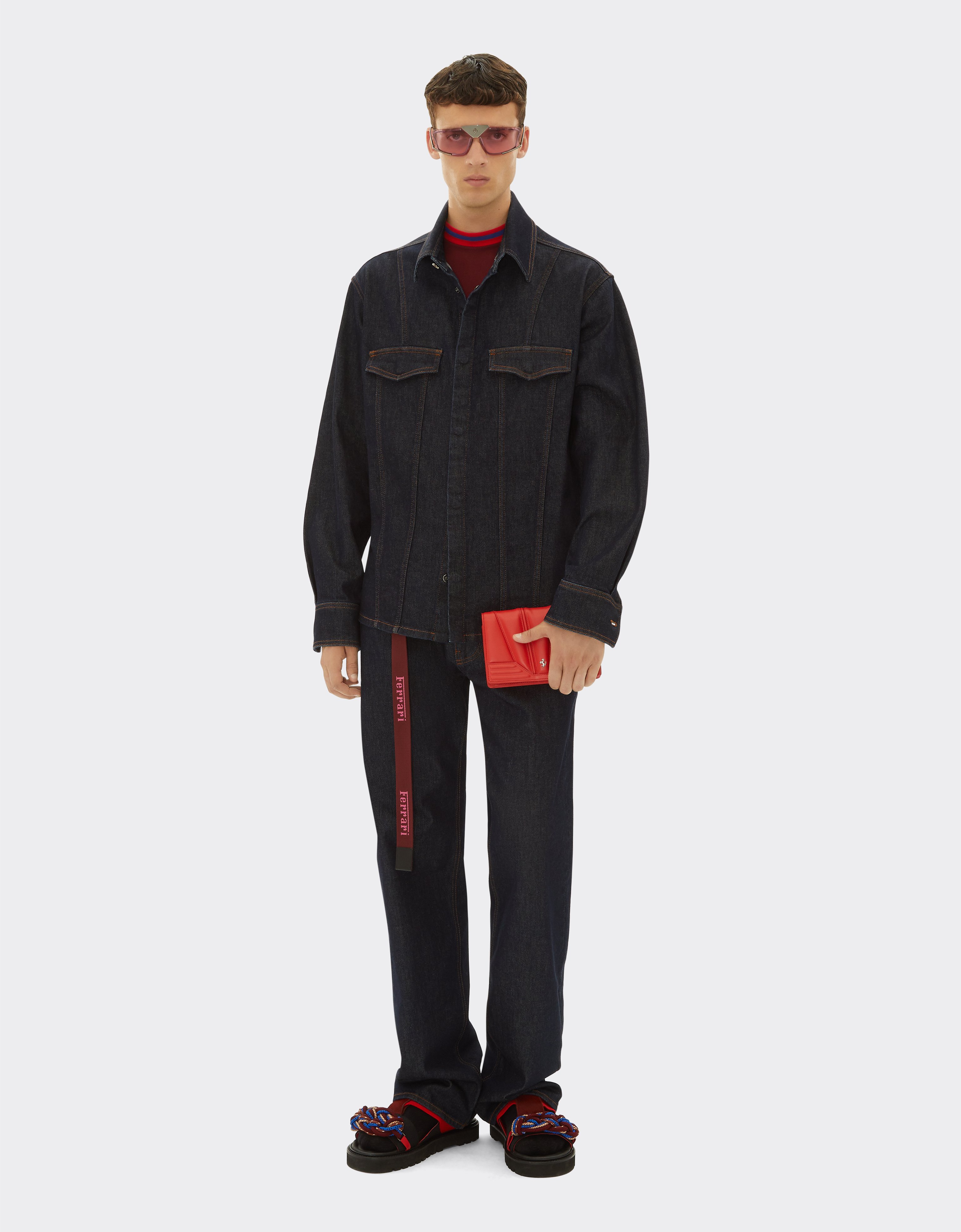 Ferrari Gt Leather Micro Tote Bag With Scoubidou Detail In Rosso Dino