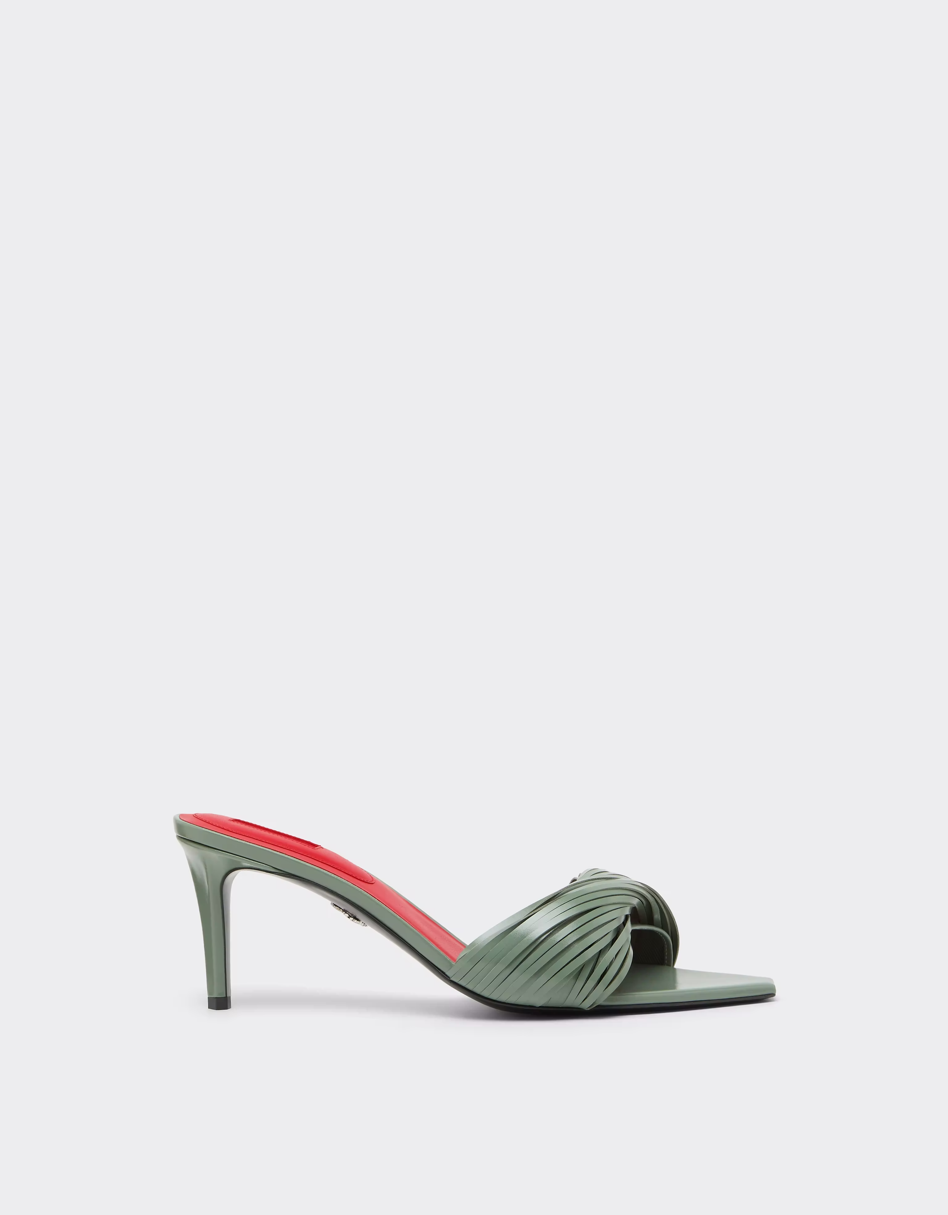 Ferrari Leather Mules With Carved Fringes In Green