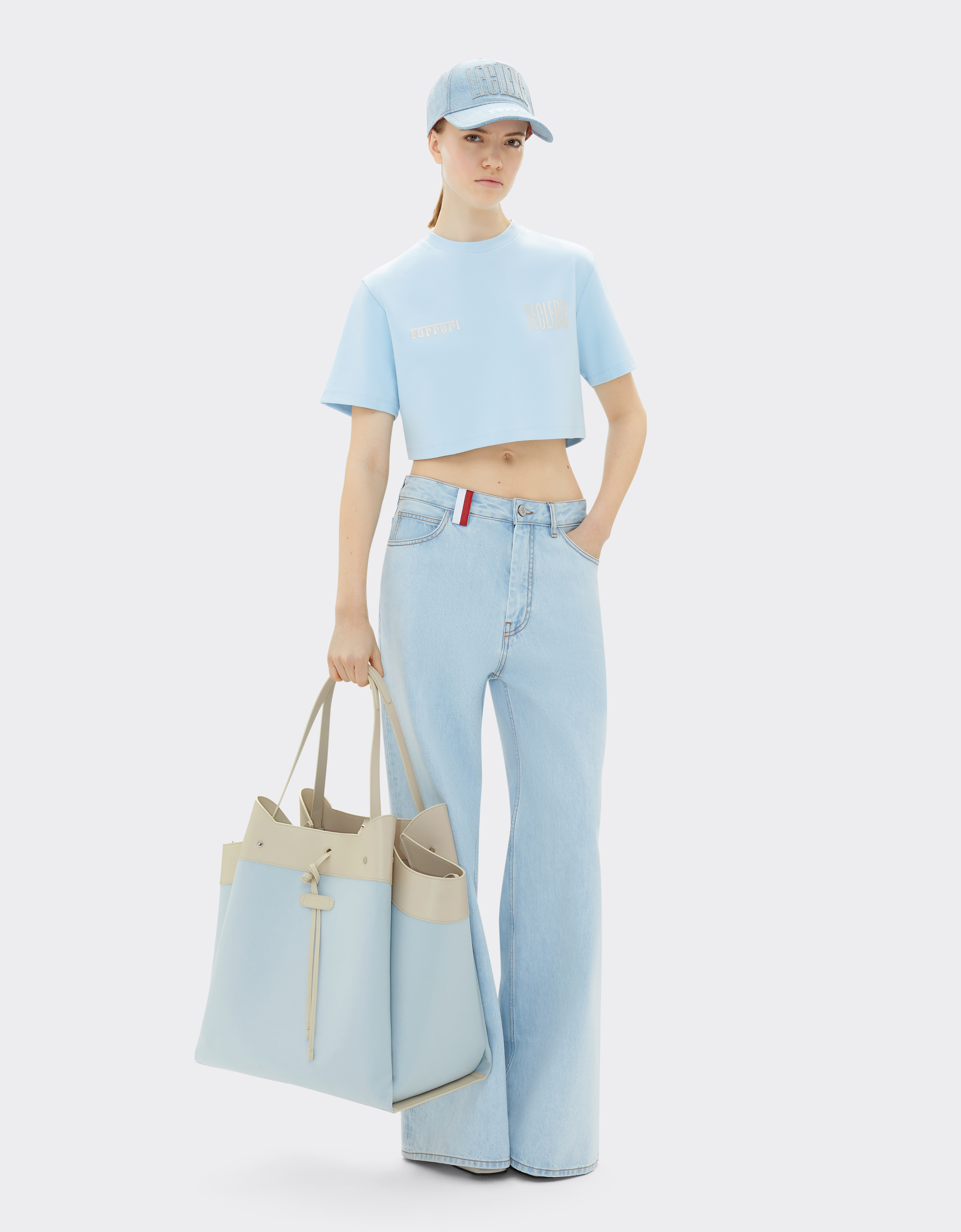 Ferrari X Charles Leclerc Tote Bag In Canvas And Leather