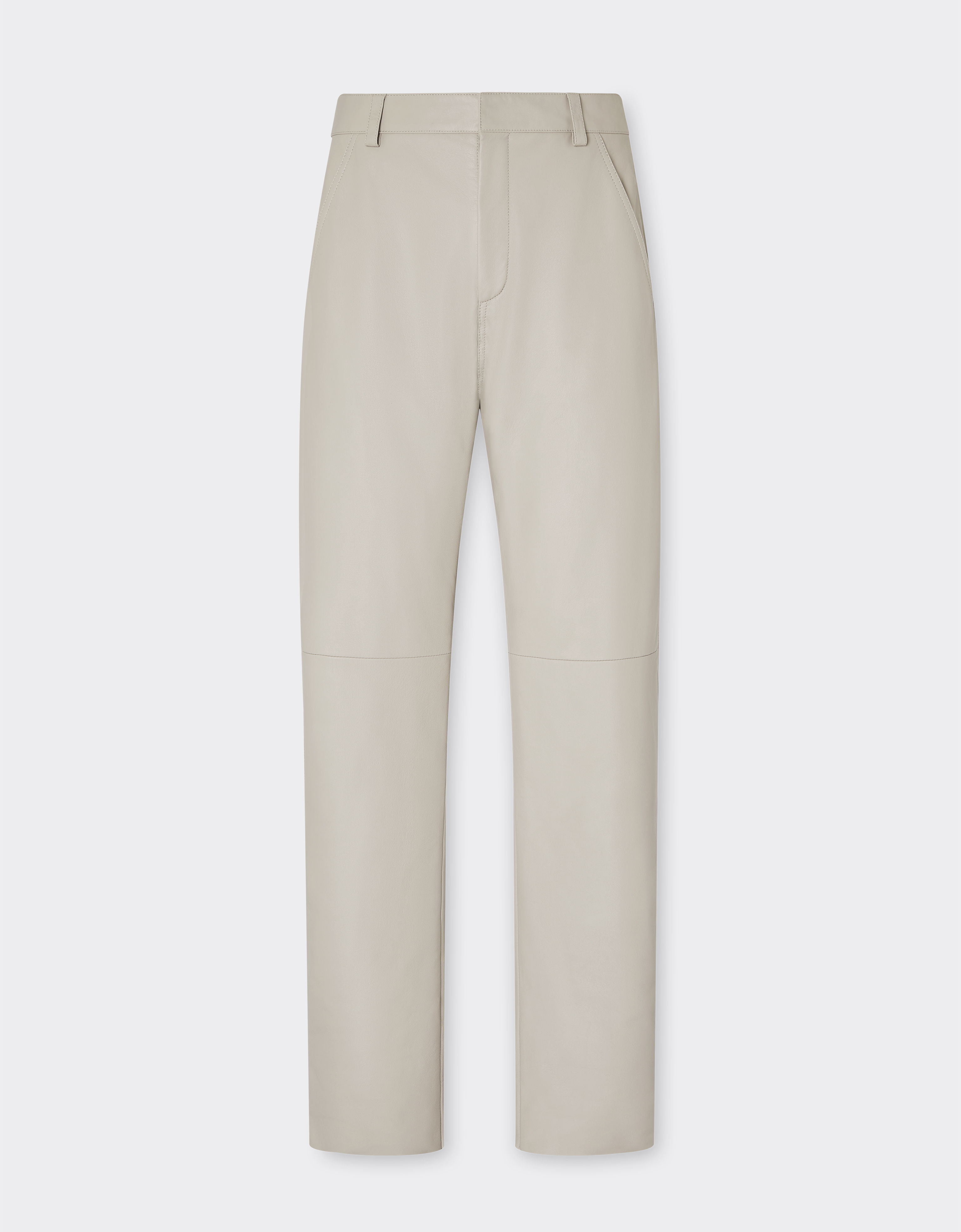 Ferrari Chinos In Nappa Leather In Ecru
