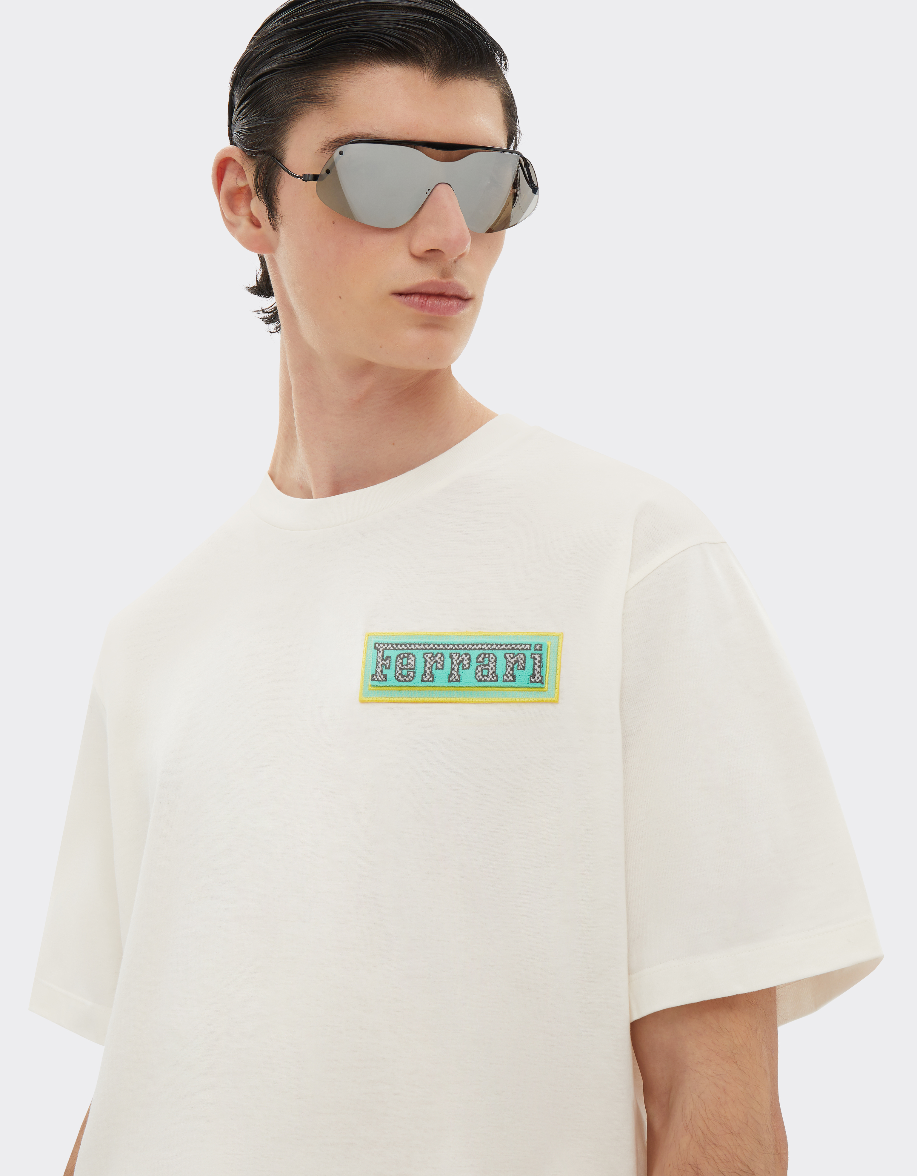 Shop Ferrari Miami Collection Cotton T-shirt In Optical White