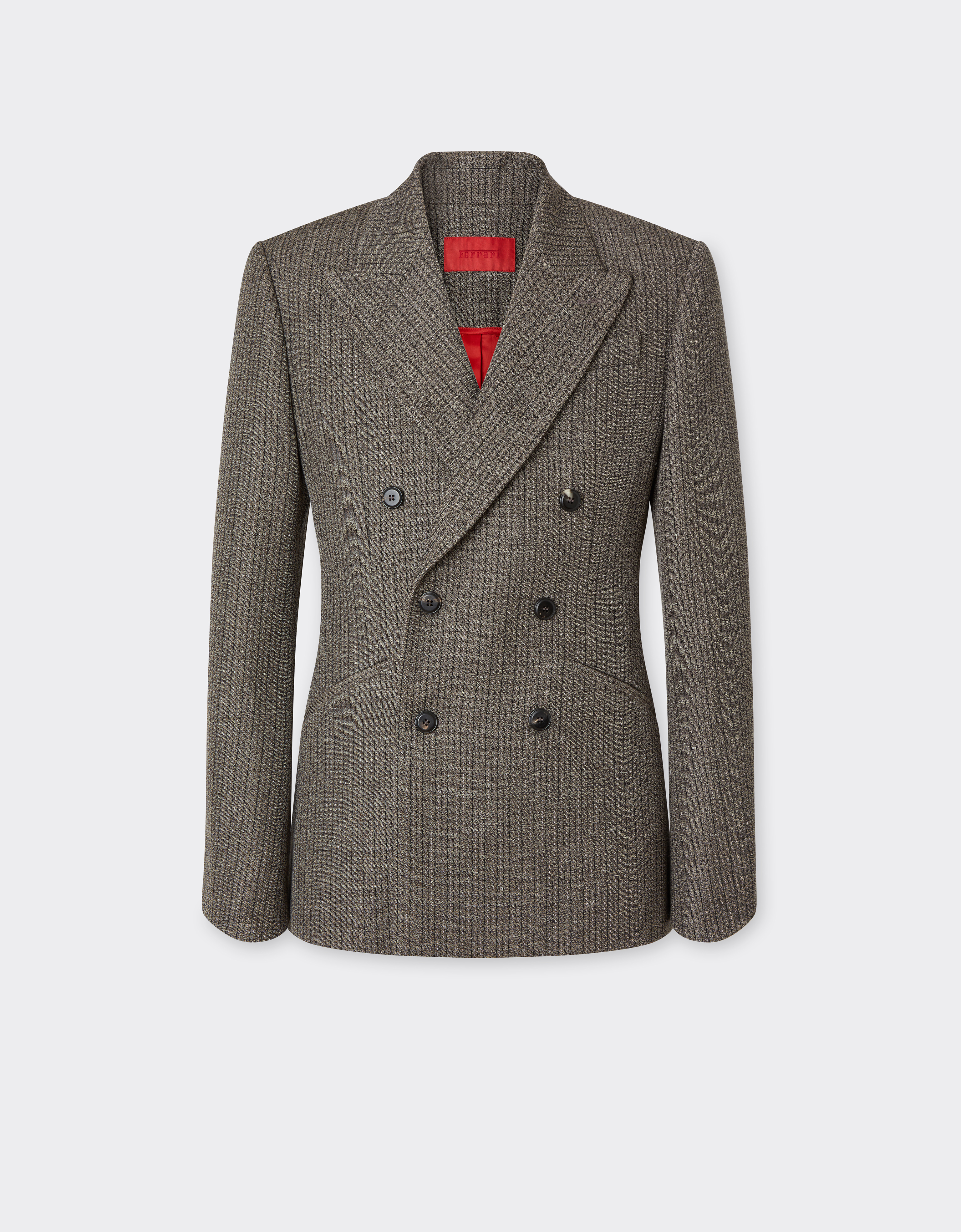 Ferrari Double-breasted Blazer In Mélange Wool In Gray