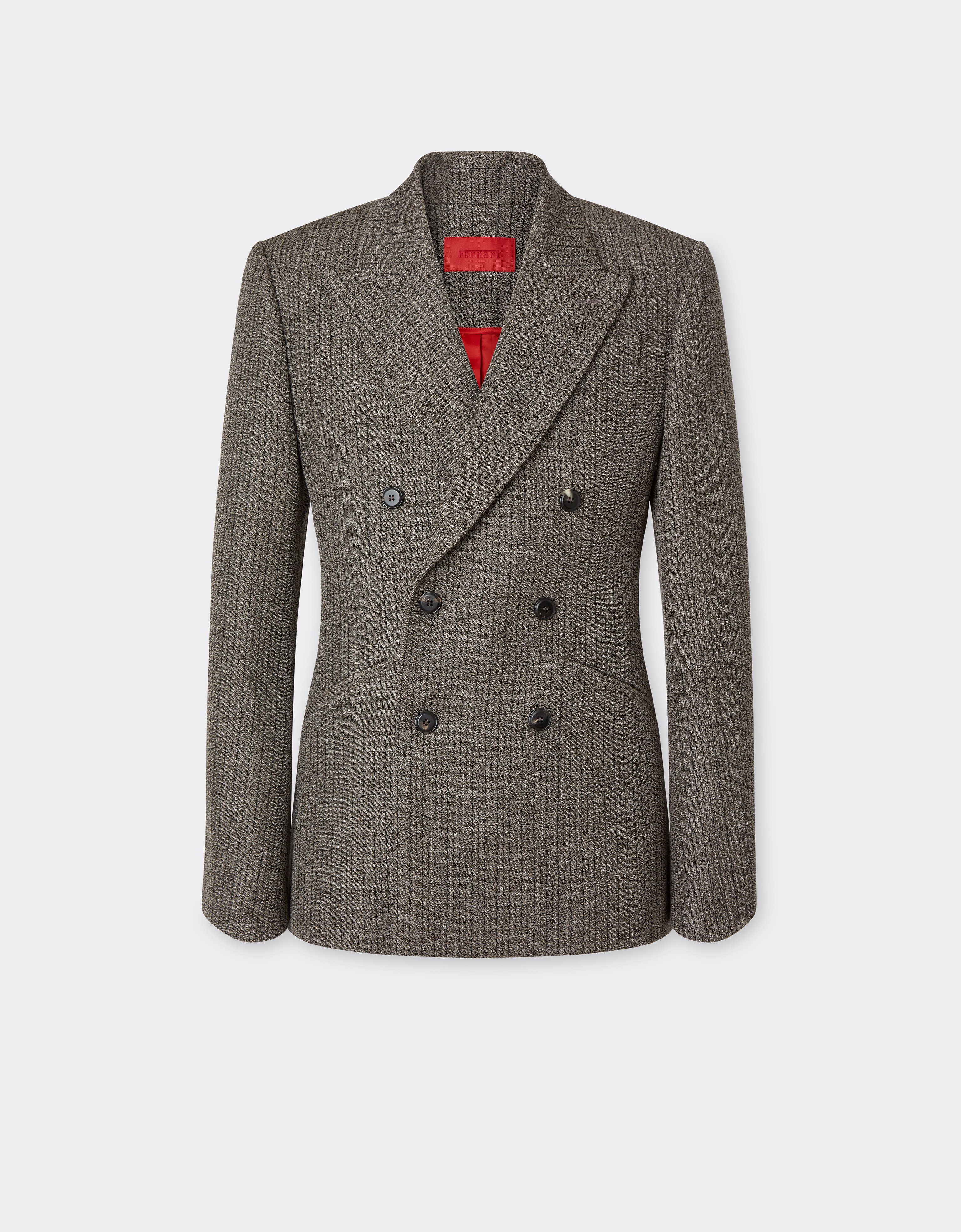 Ferrari Double-breasted Blazer In Mélange Wool In Gray