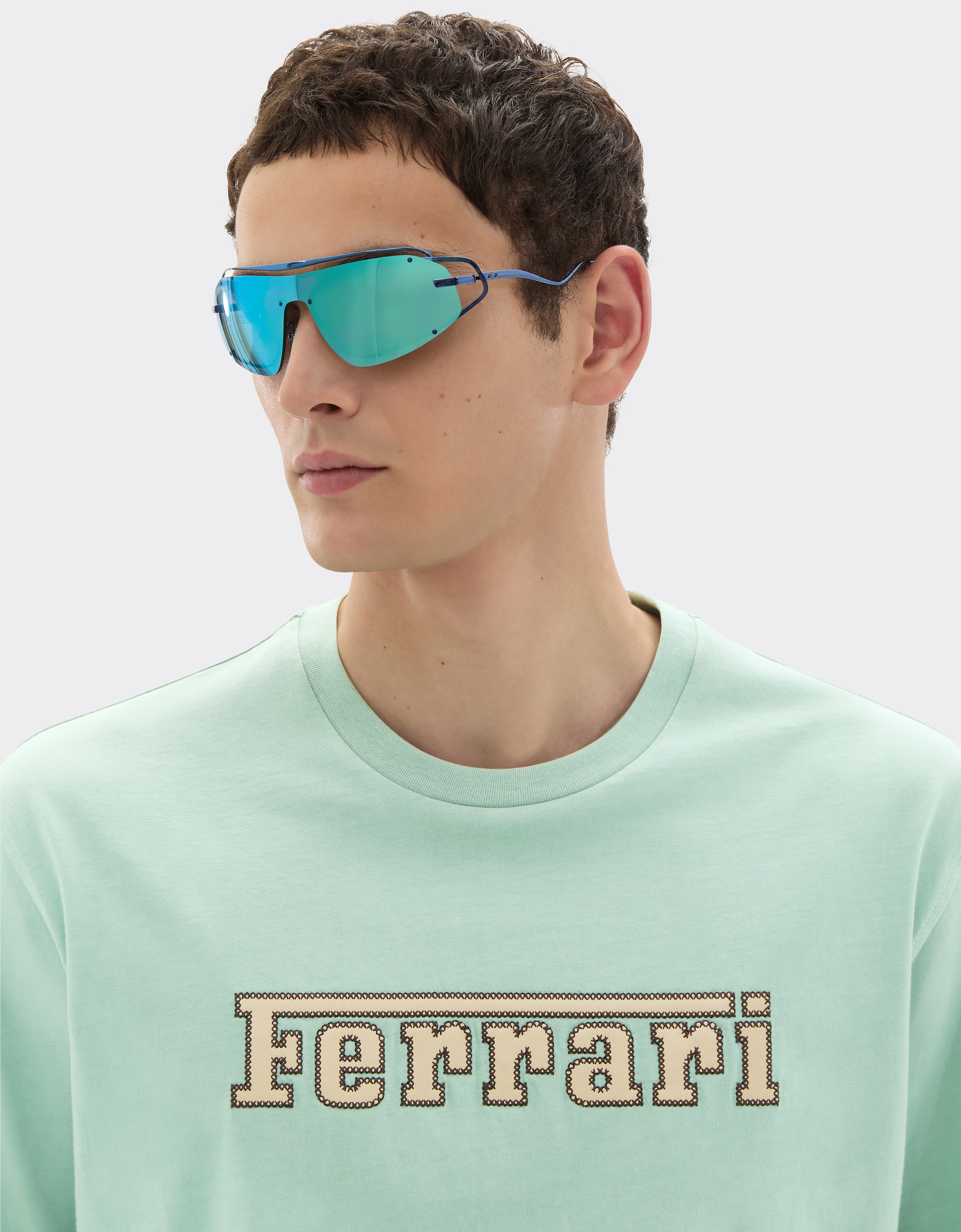 Ferrari Cotton T-shirt With Embroidered  Logo In Green