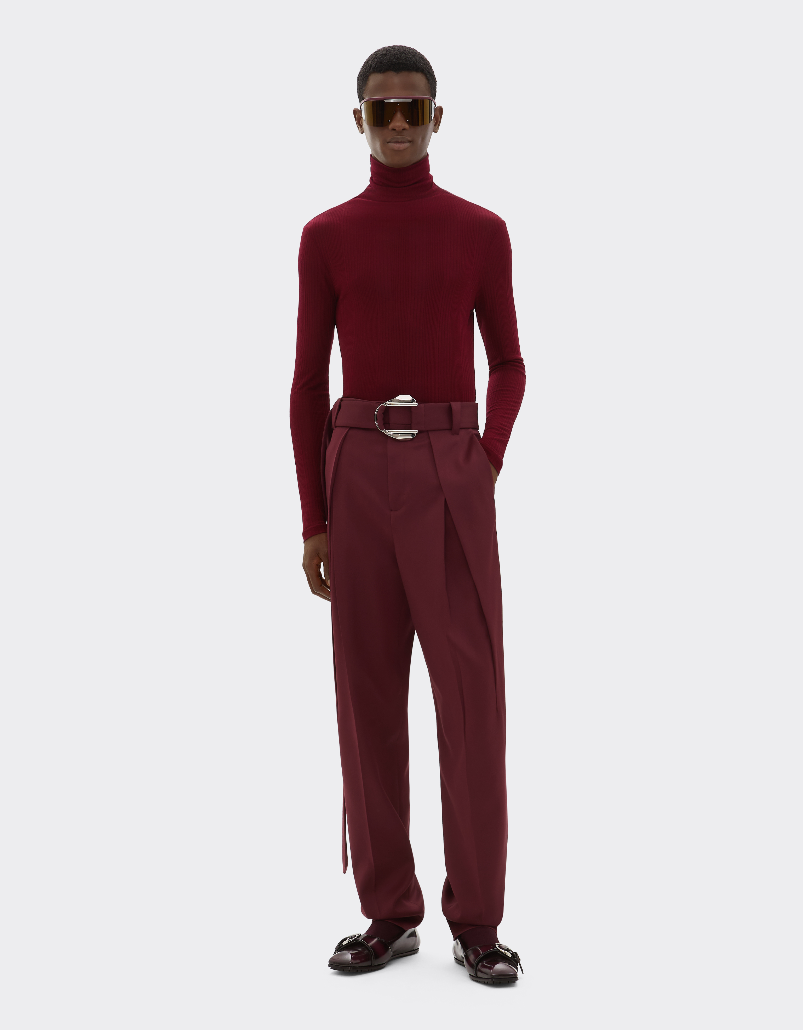 Ferrari High-neck Jersey Top In Red