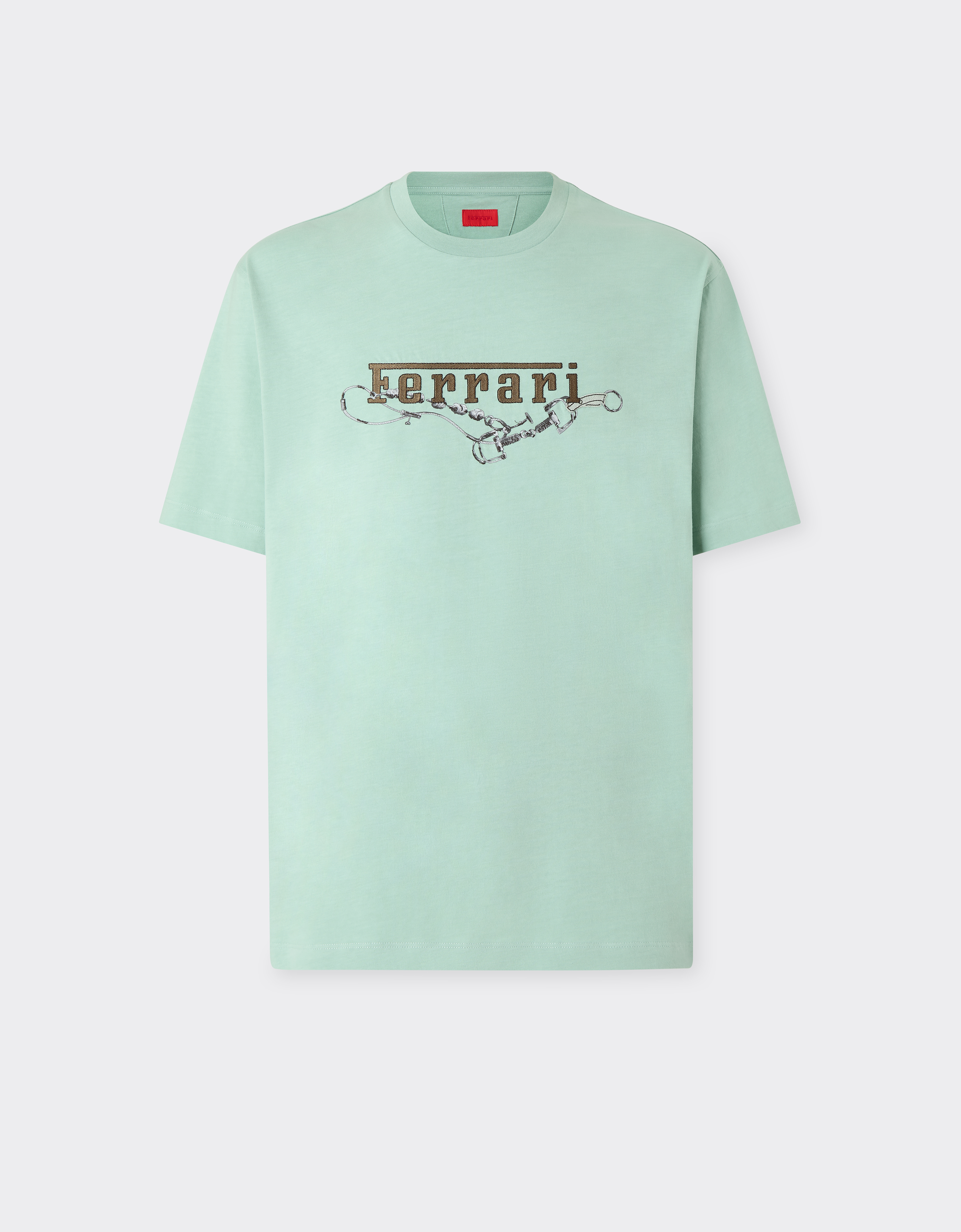 Ferrari Cotton T-shirt With  Embroidery In Green