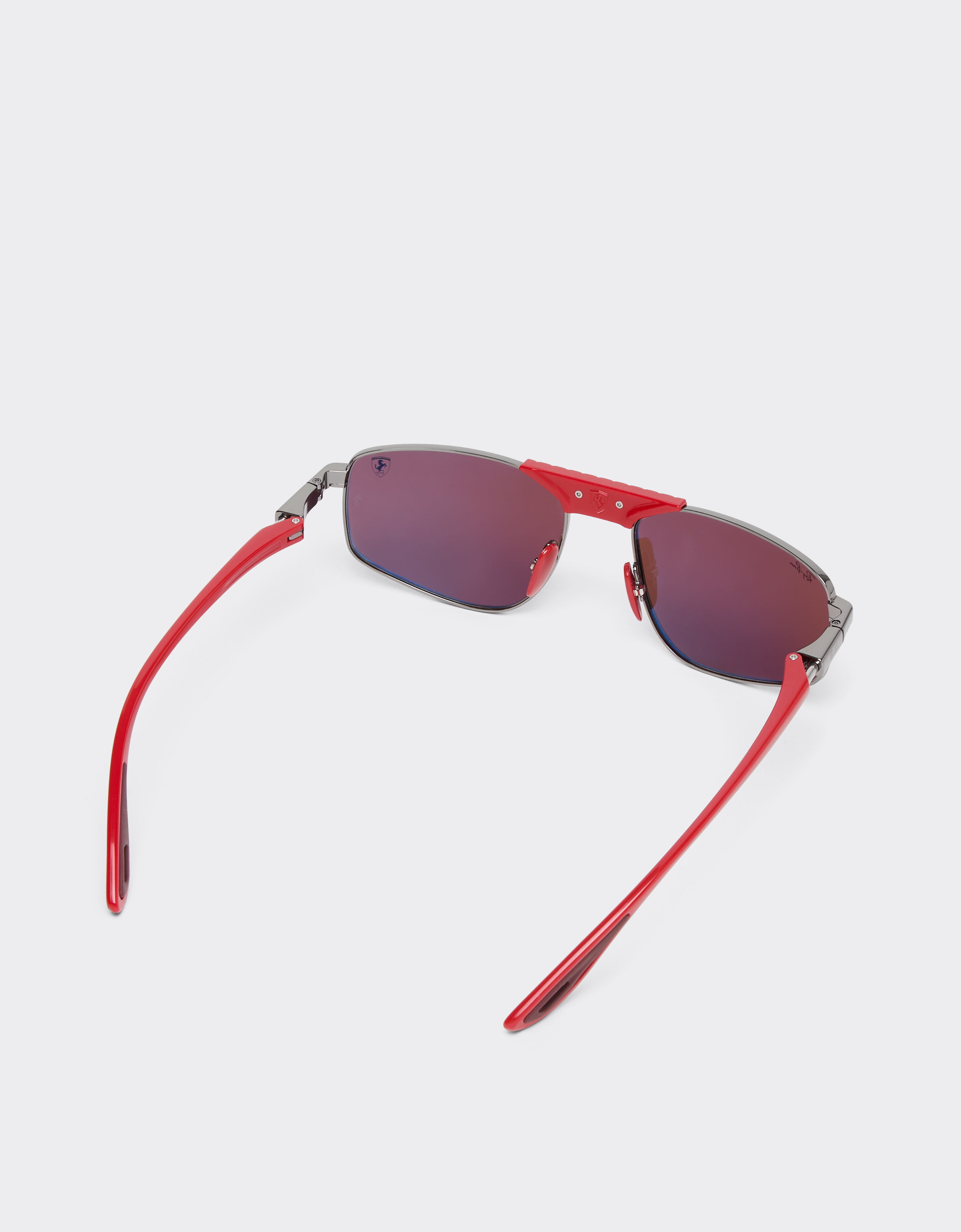 Ferrari Ray-ban For Scuderia  Rb3776m In And Red Metal With Red Lenses In Gray