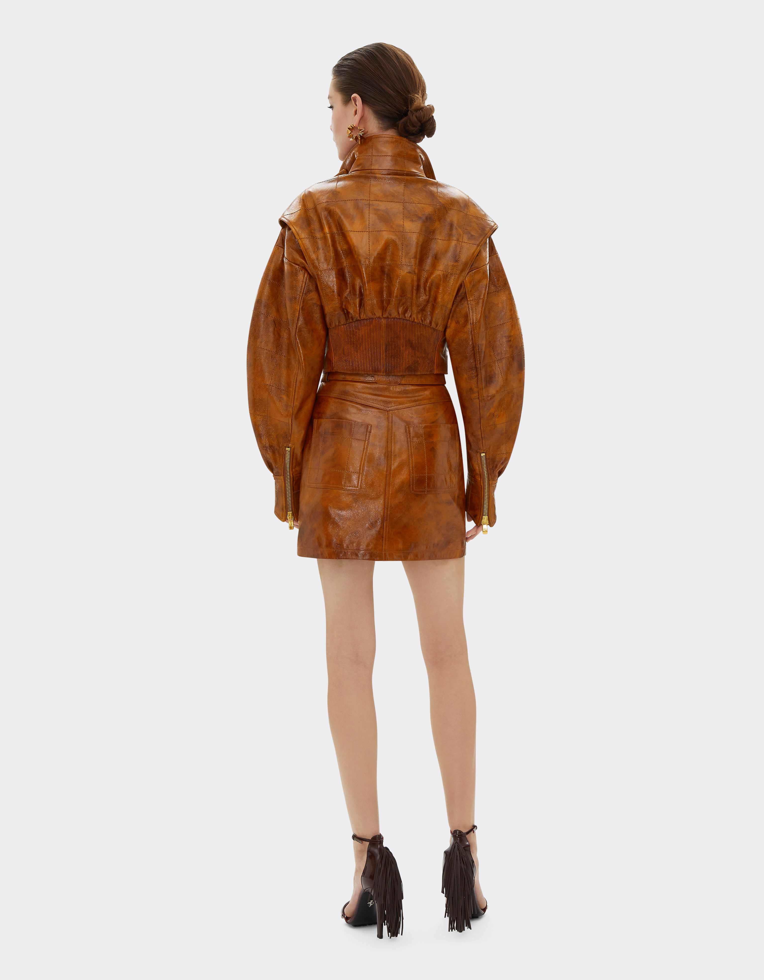 Ferrari Miniskirt In Radica Leather In Hide