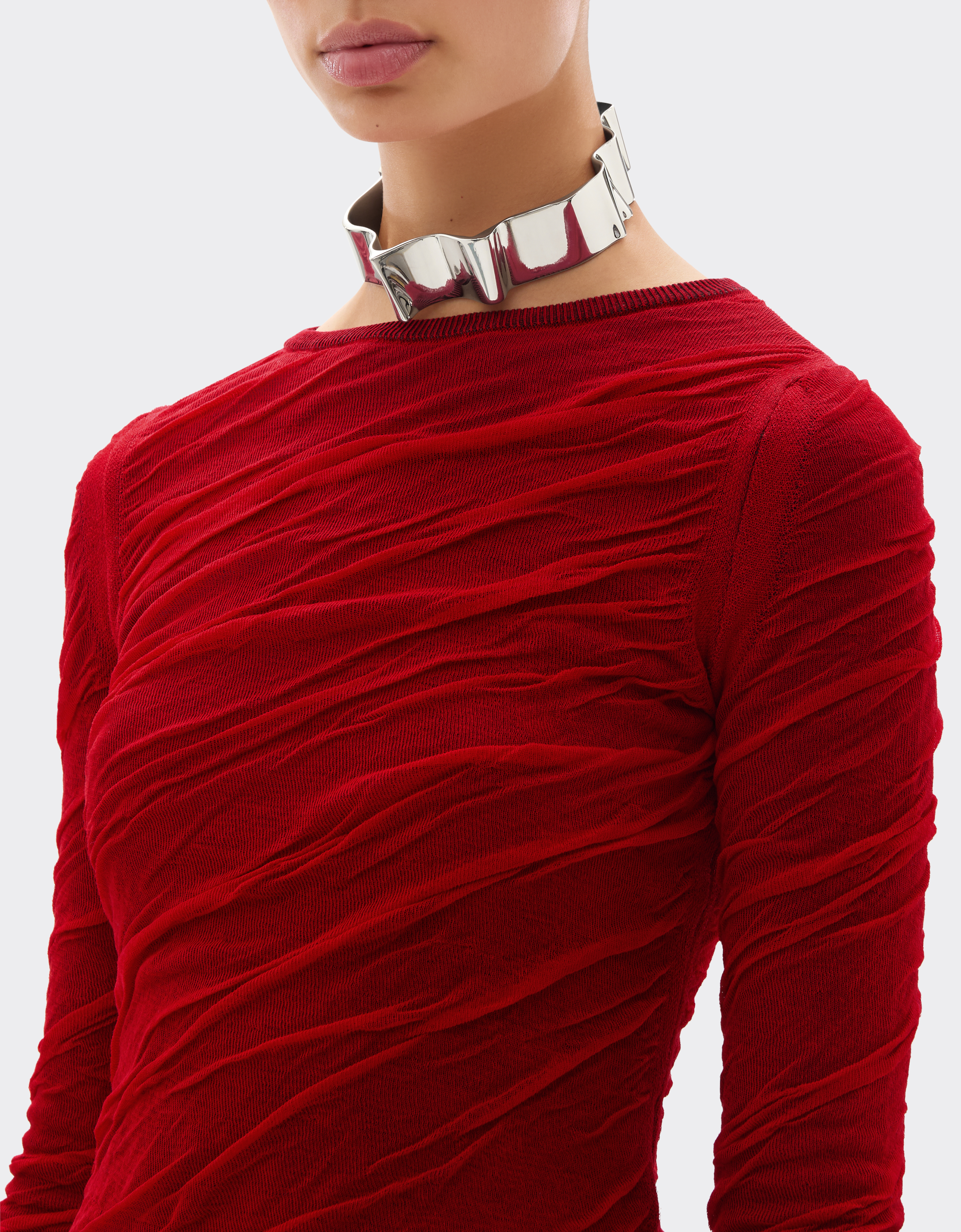 Ferrari Close-fitting Sweater In Wool And Cotton In Rosso Dino