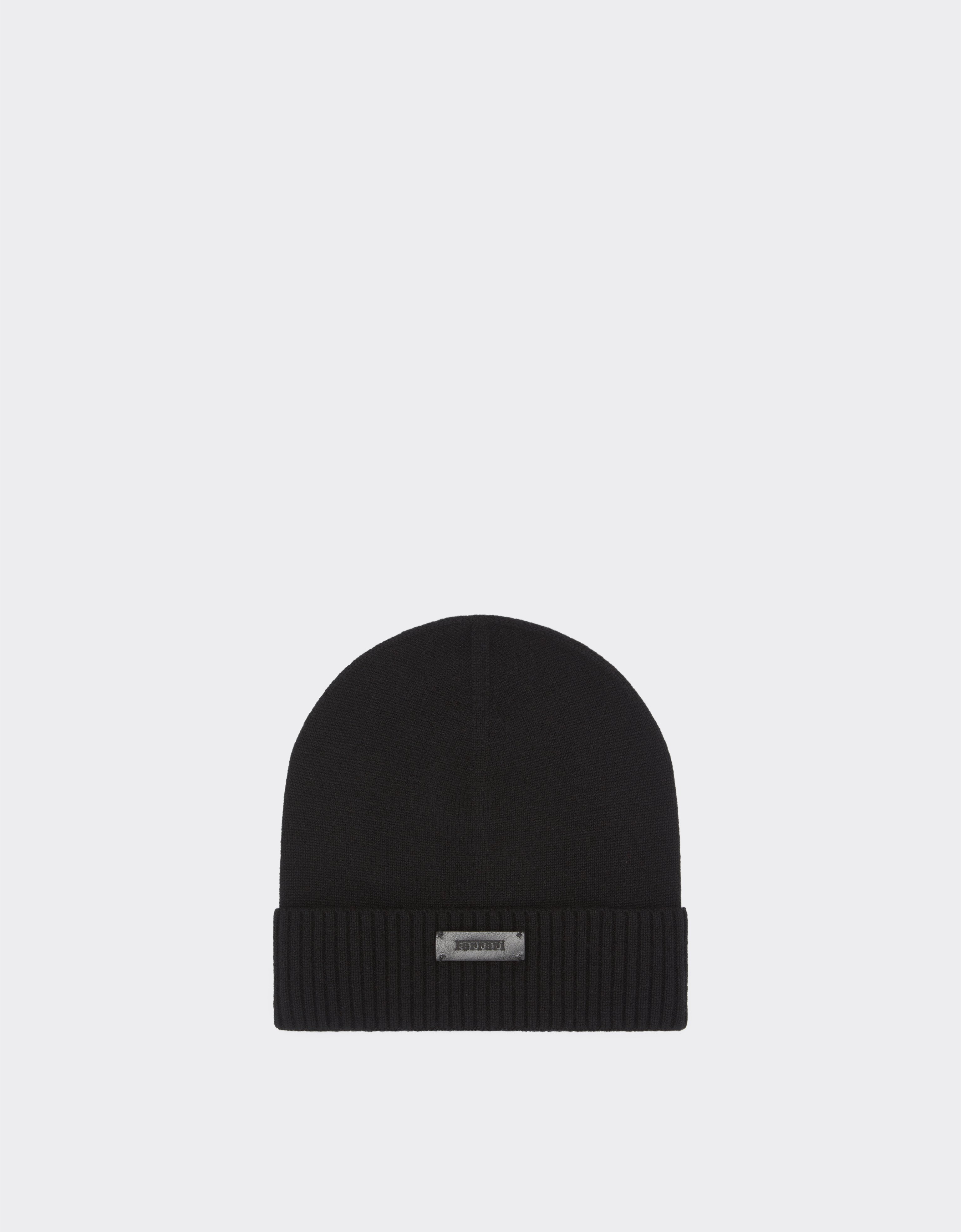 Wool and cashmere beanie in Black | Ferrari®