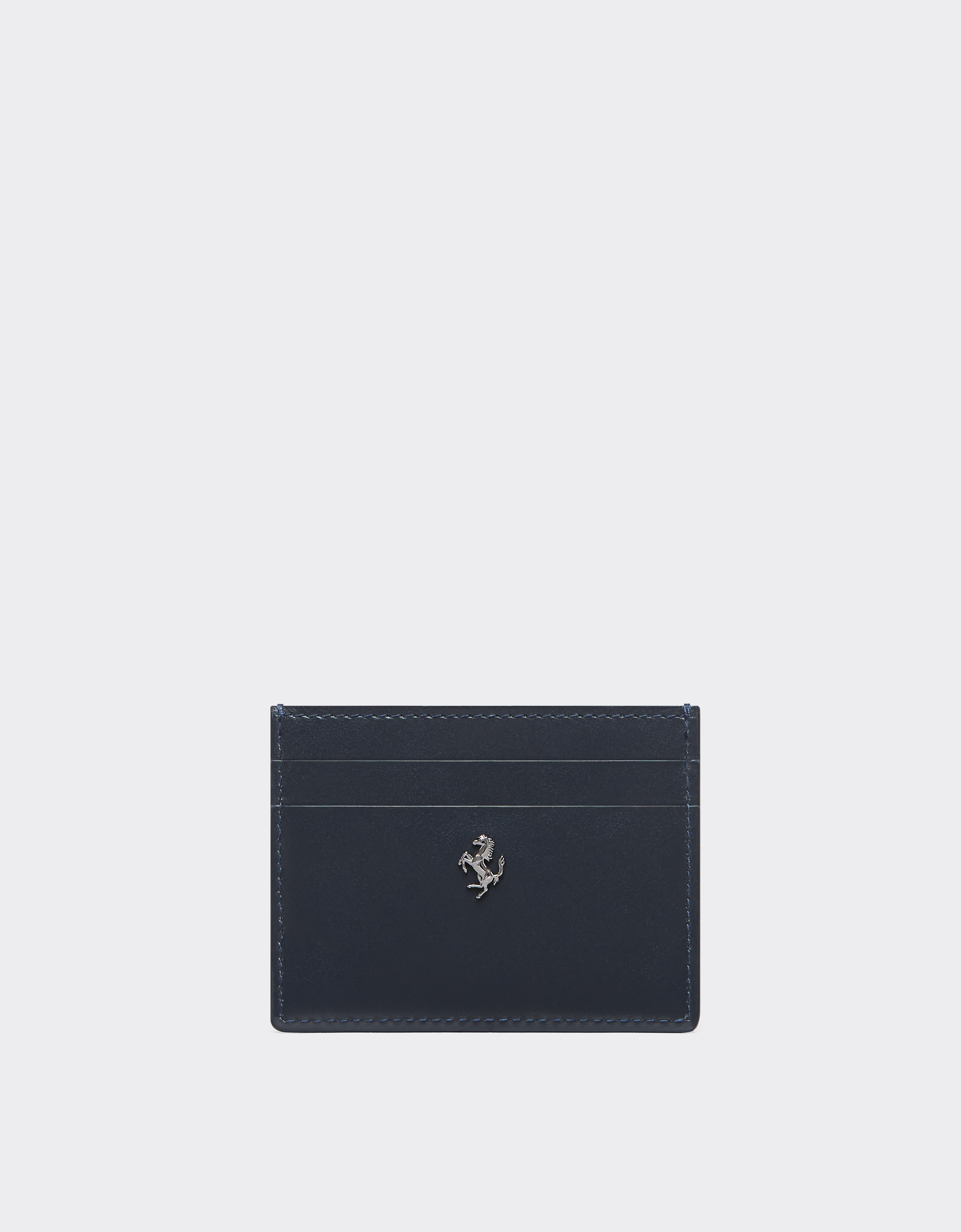 Ferrari Gt Card Holder In Brushed Leather In Navy