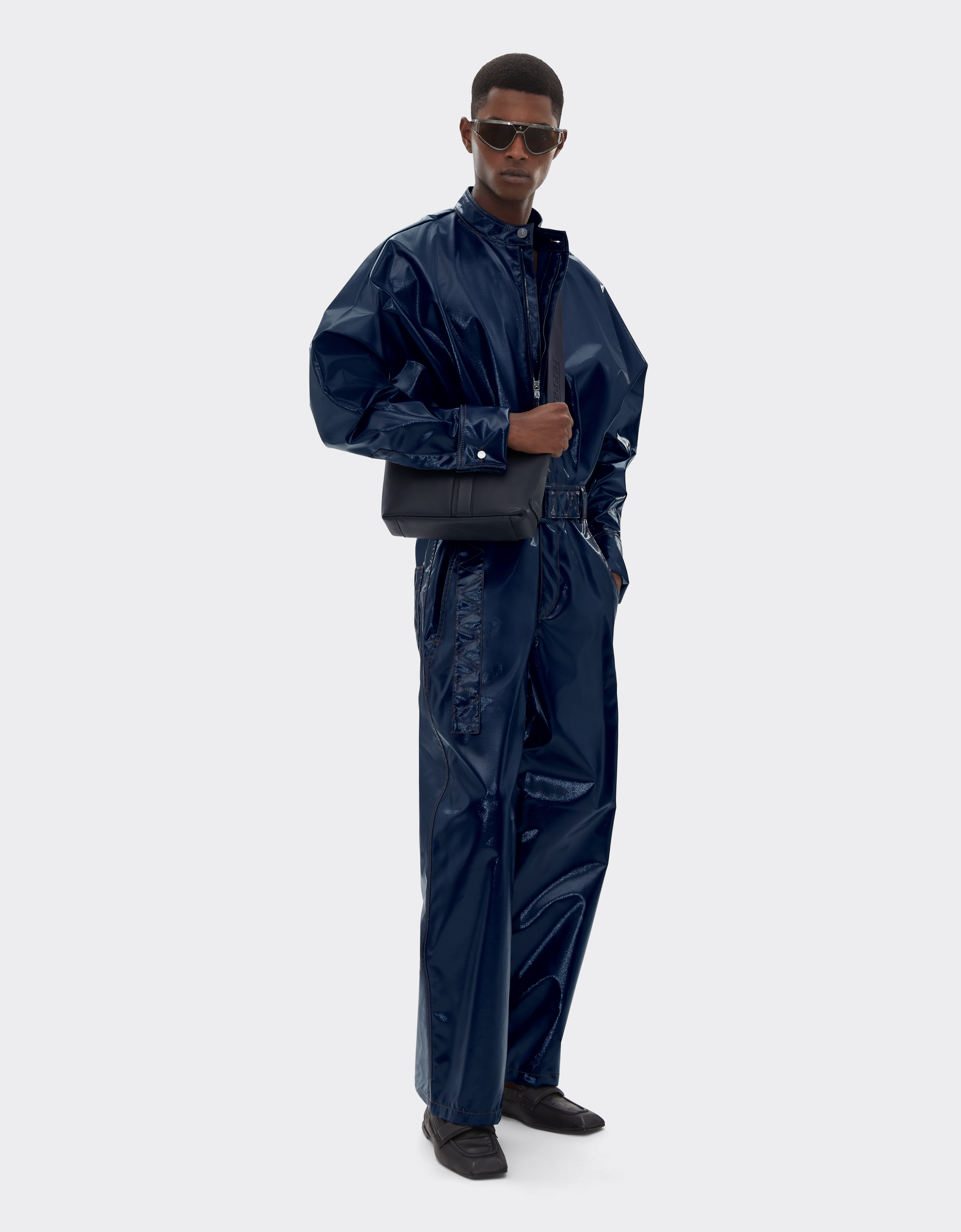 Ferrari Duffle Bag In Tumbled Leather In Navy