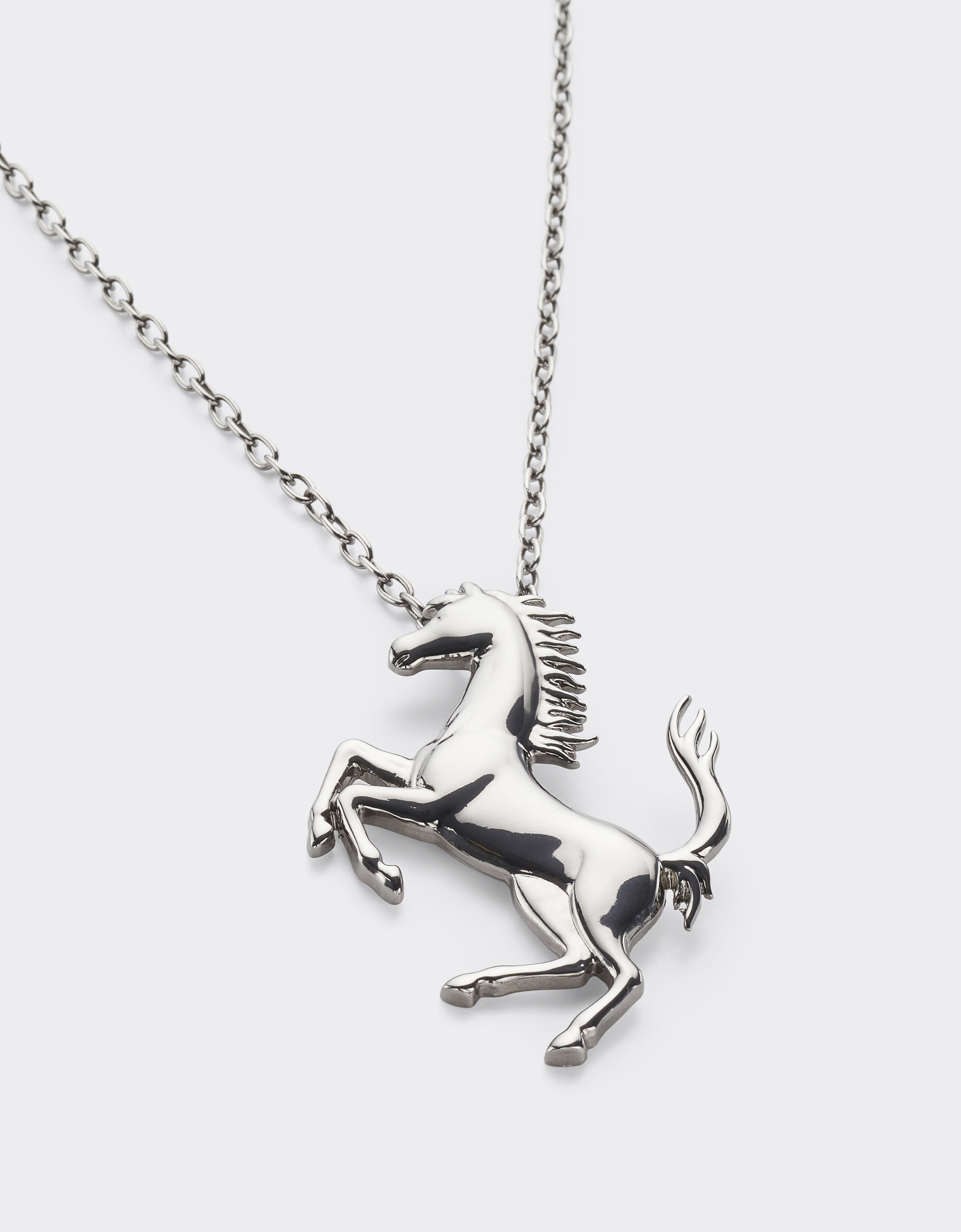 Shop Ferrari Necklace With Prancing Horse In Charcoal