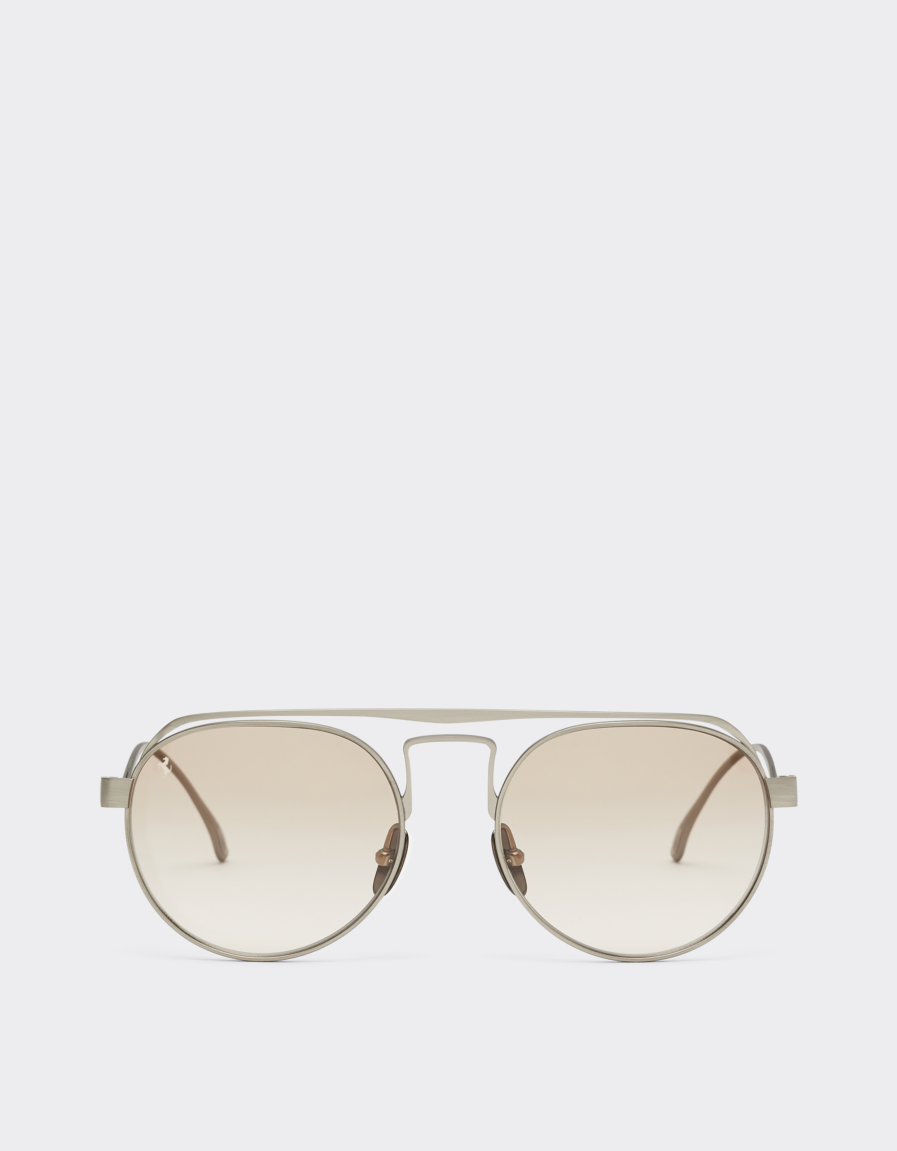 Ferrari Sunglasses In Brushed Graytitanium With Brown Gradient Lenses In Metallic