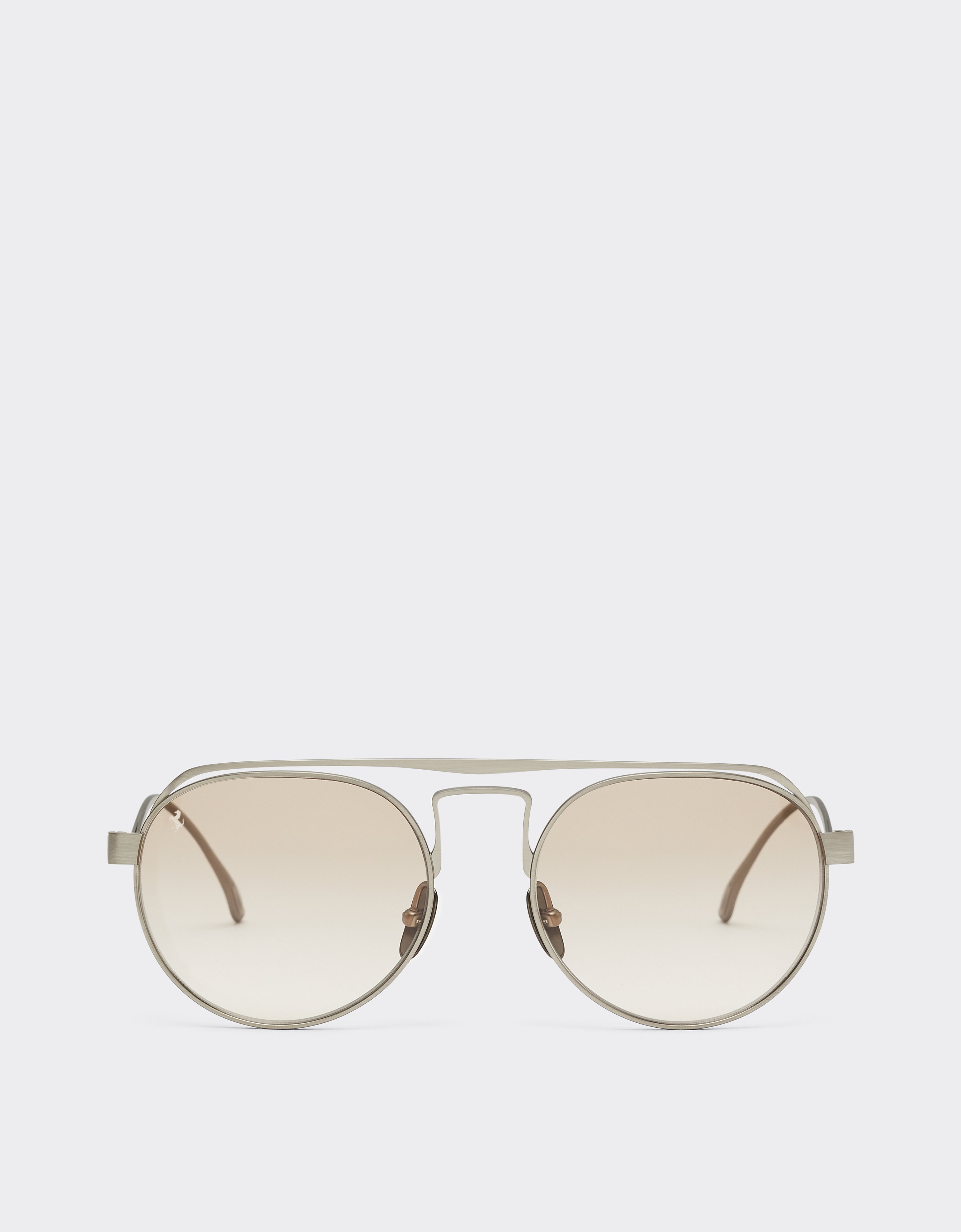 Ferrari Sunglasses In Brushed Graytitanium With Brown Gradient Lenses In Metallic