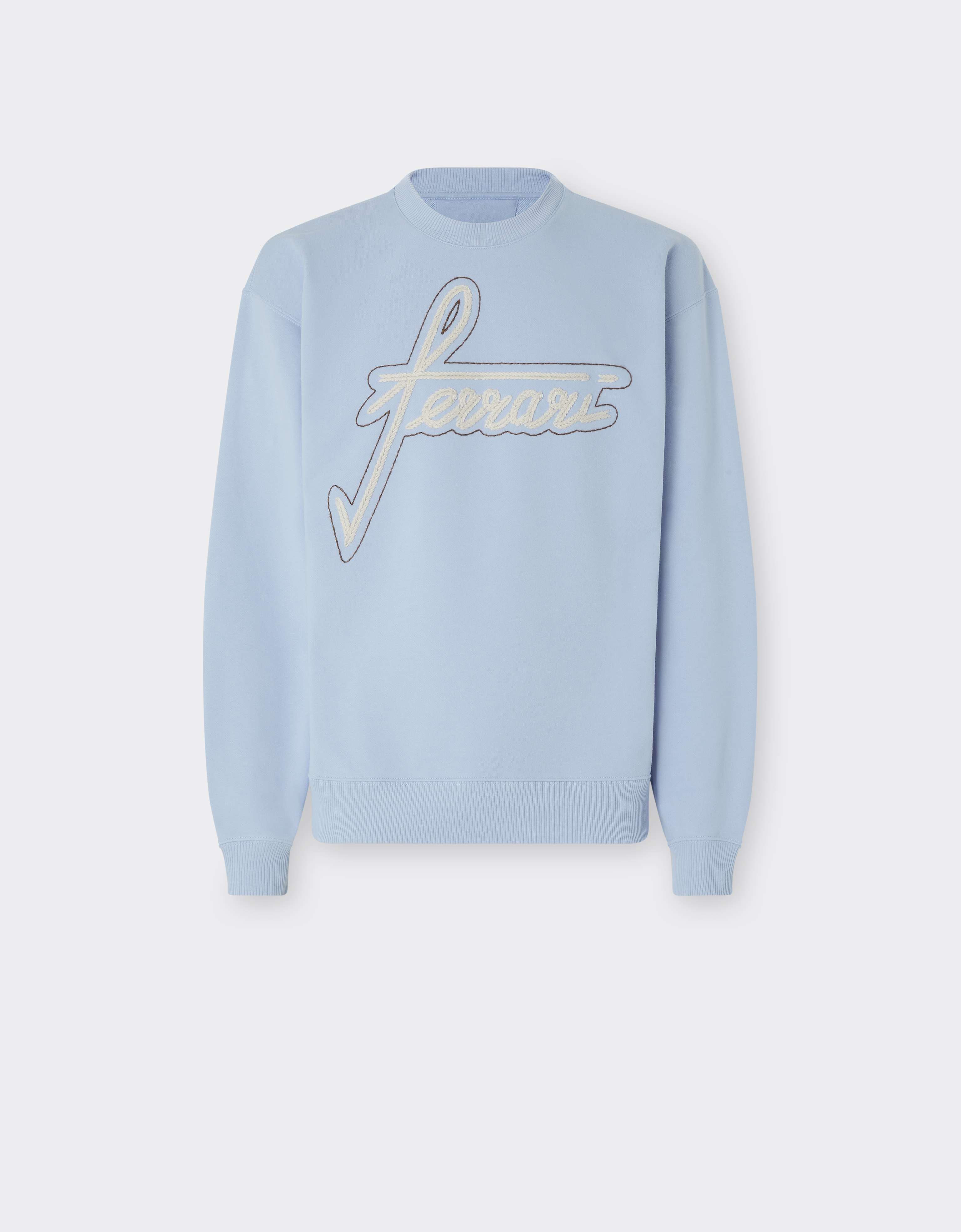  Ferrari Ferrari Embroidered Crew Neck Sweatshirt - Male Ready To Wear Powder Blue Xl 