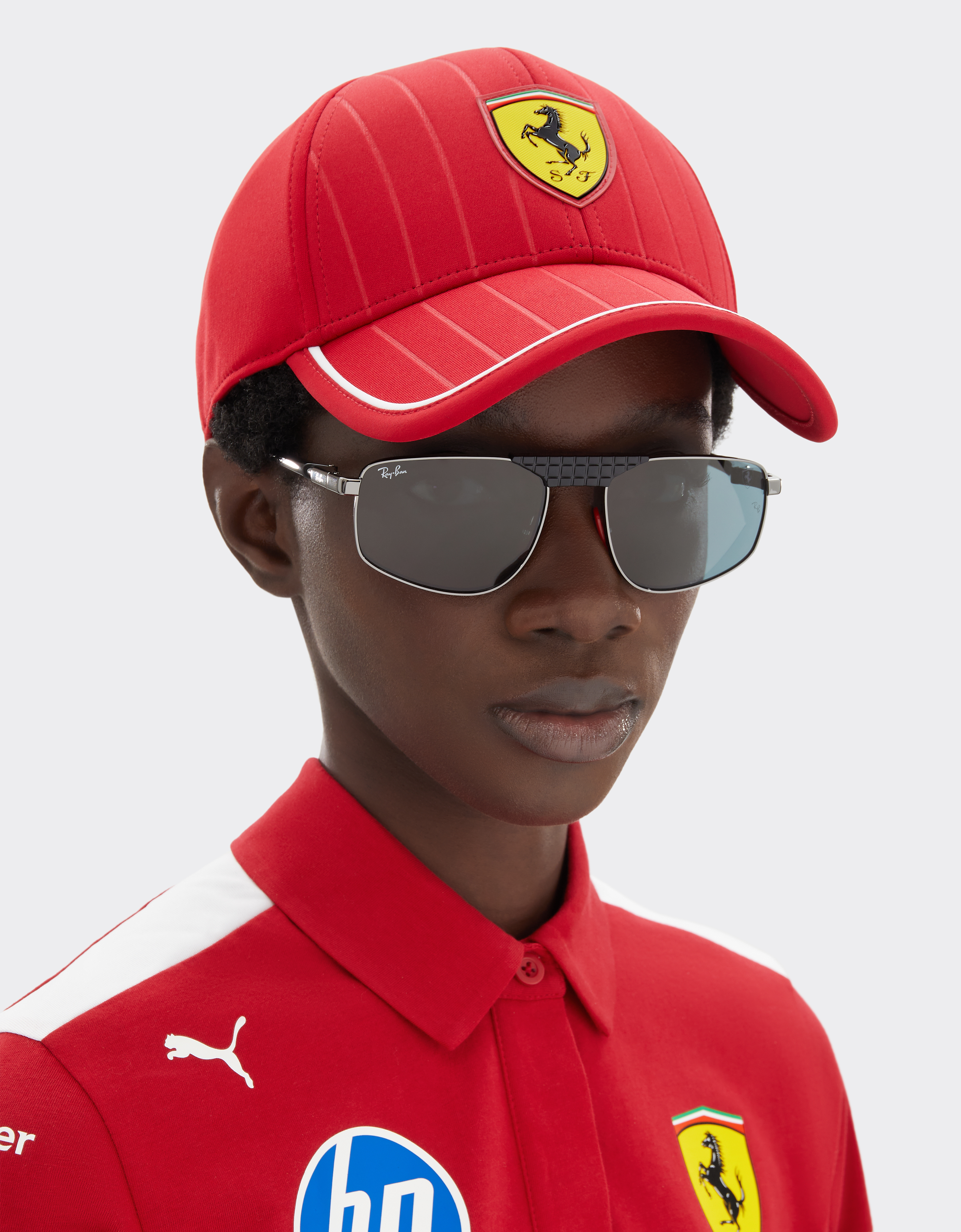 Ferrari Ray-ban For Scuderia Rb3776m In Gunmetal-coloured Metal With Blue Lenses In Gray