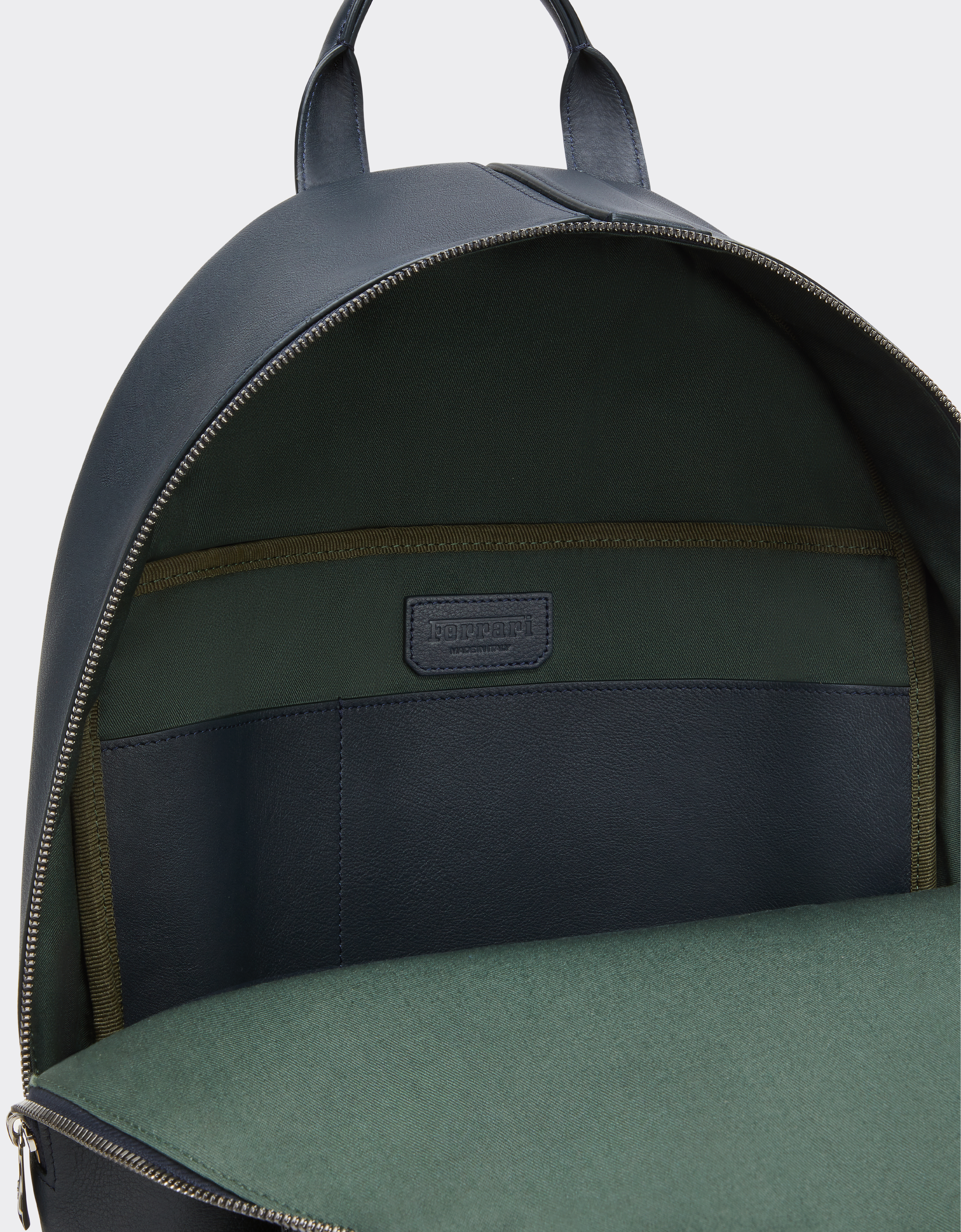 Ferrari Rucksack In Tumbled Leather In Navy