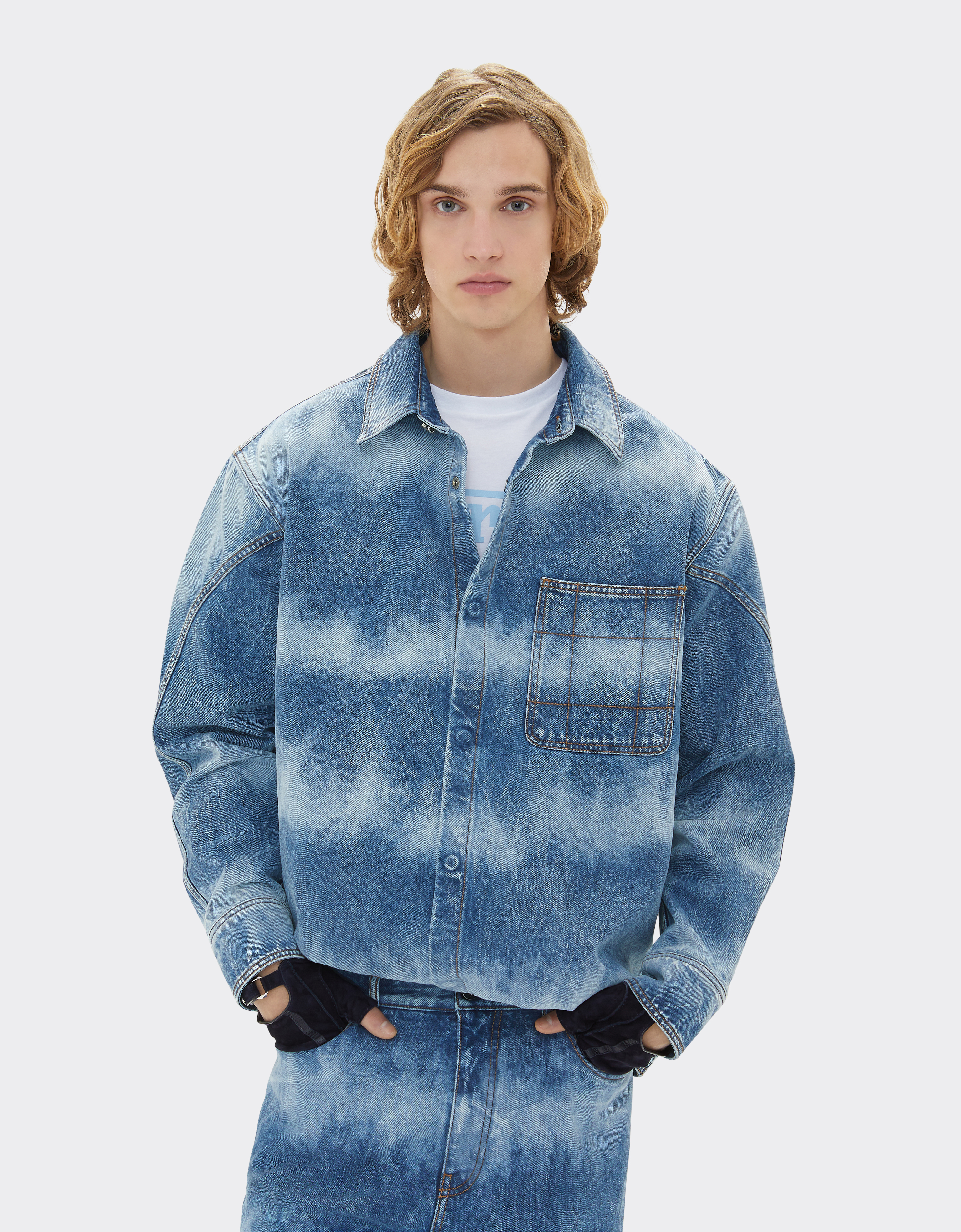 Ferrari X Charles Leclerc Tie-dye Denim Shirt