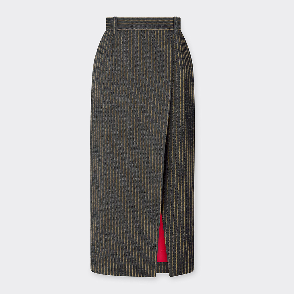 Ferrari Skirt In Pinstripe Wool In Gray