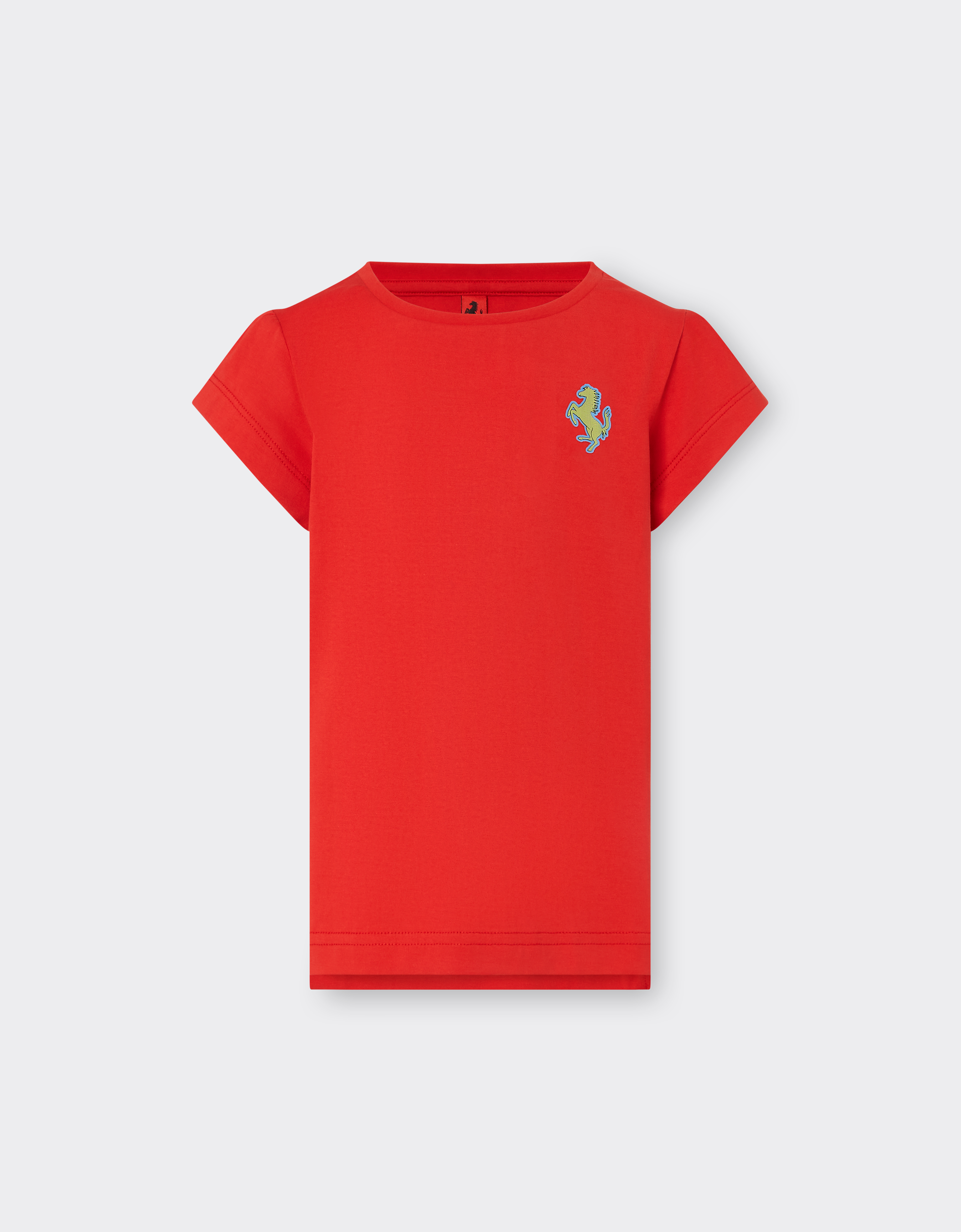 Ferrari Women's Rosso Corsa Cotton Top With Prancing Horse Patch - Polos And T-Shirts 11Y