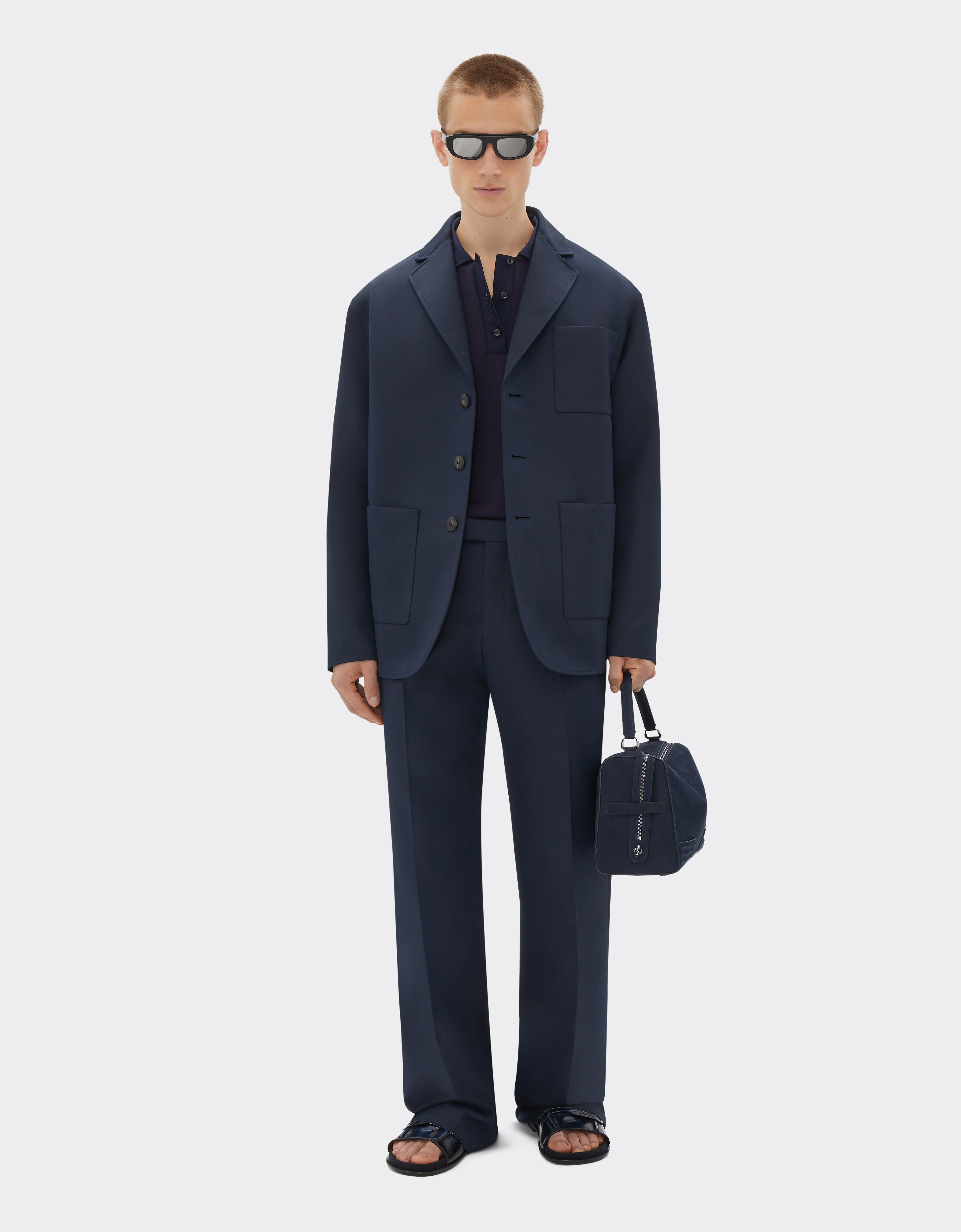 Ferrari Blazer In Two-tone Double-sided Tech Fabric In Navy