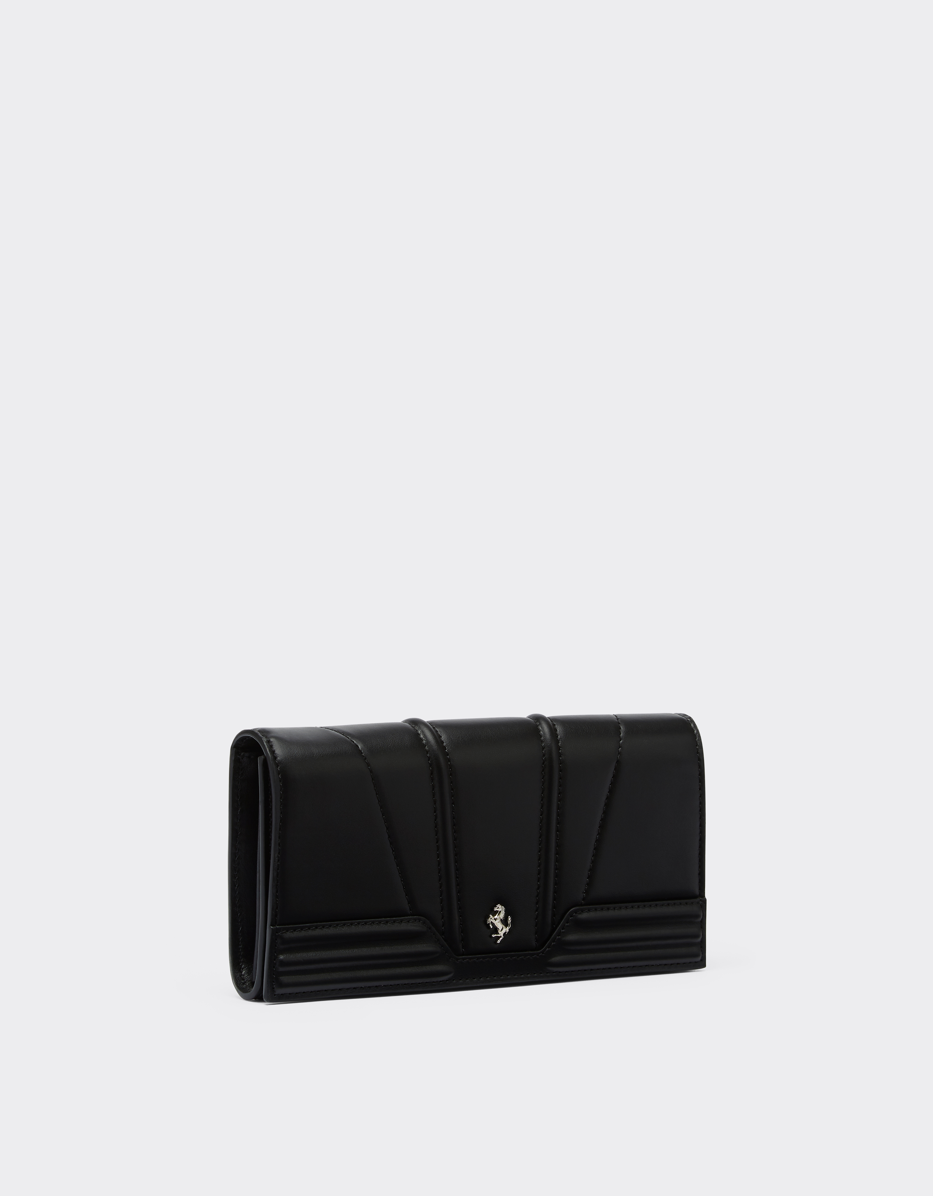 Ferrari Trifold Leather Wallet In Black