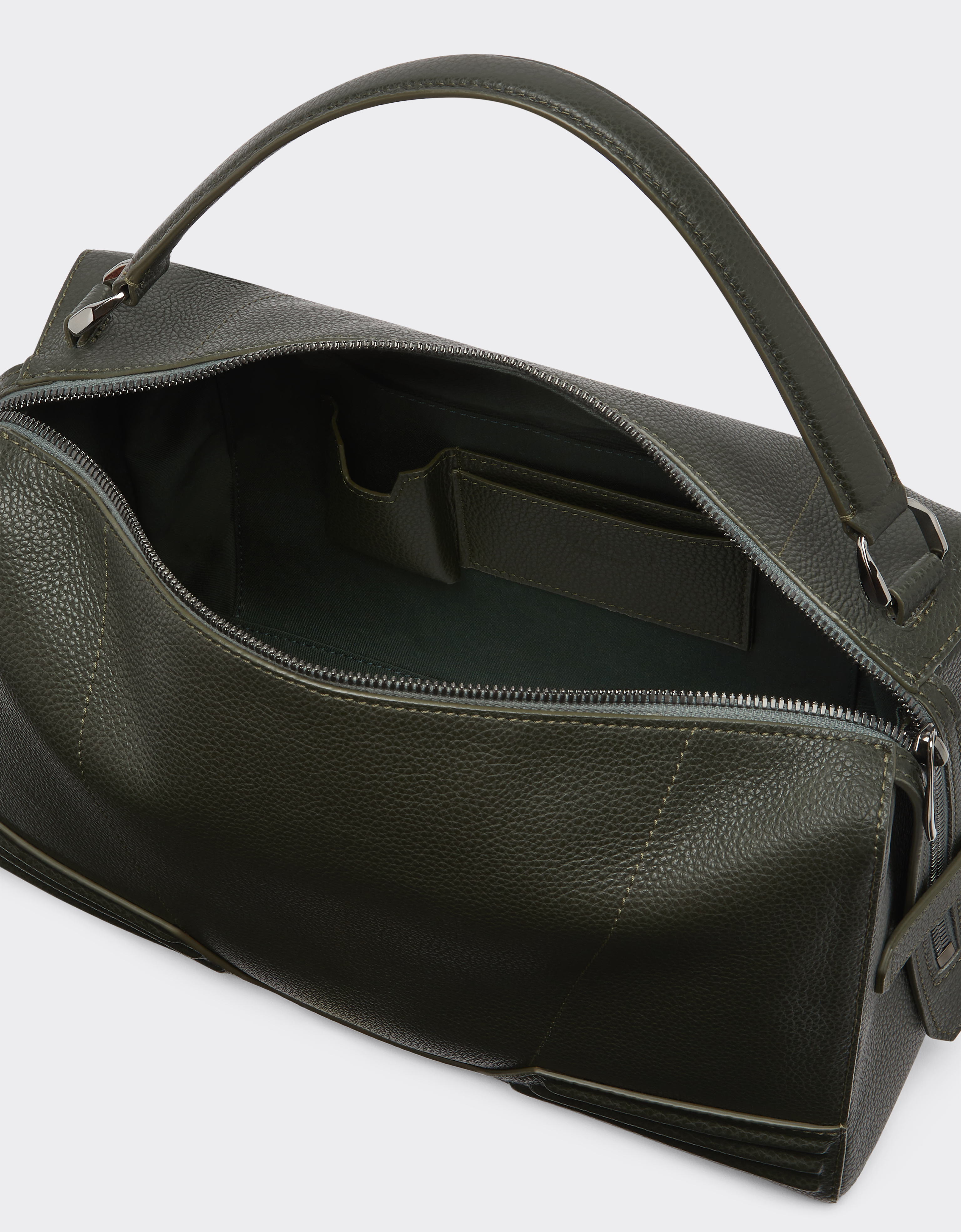 Ferrari Gt Soft Hammered Leather Mini Shoulder Bag In Army