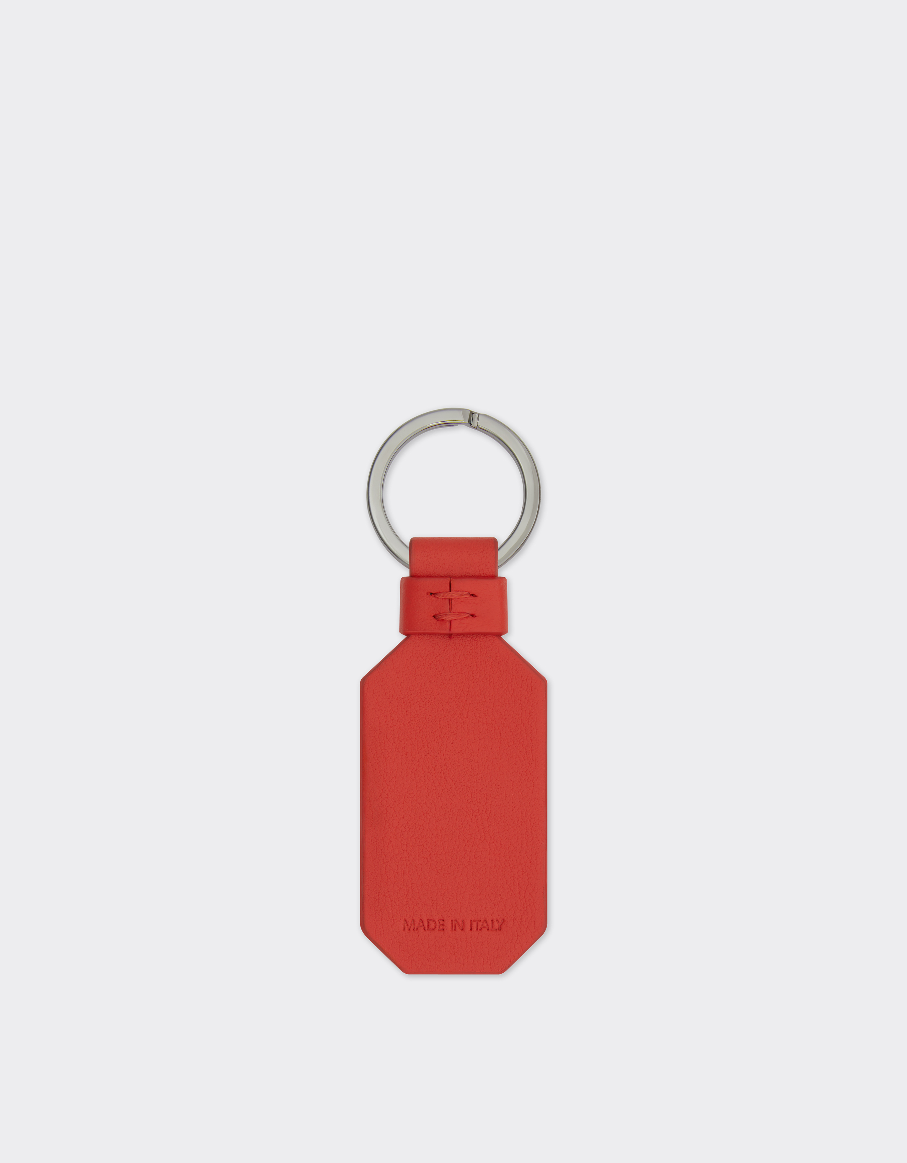 Ferrari Leather Keyring With Prancing Horse In Rosso Dino