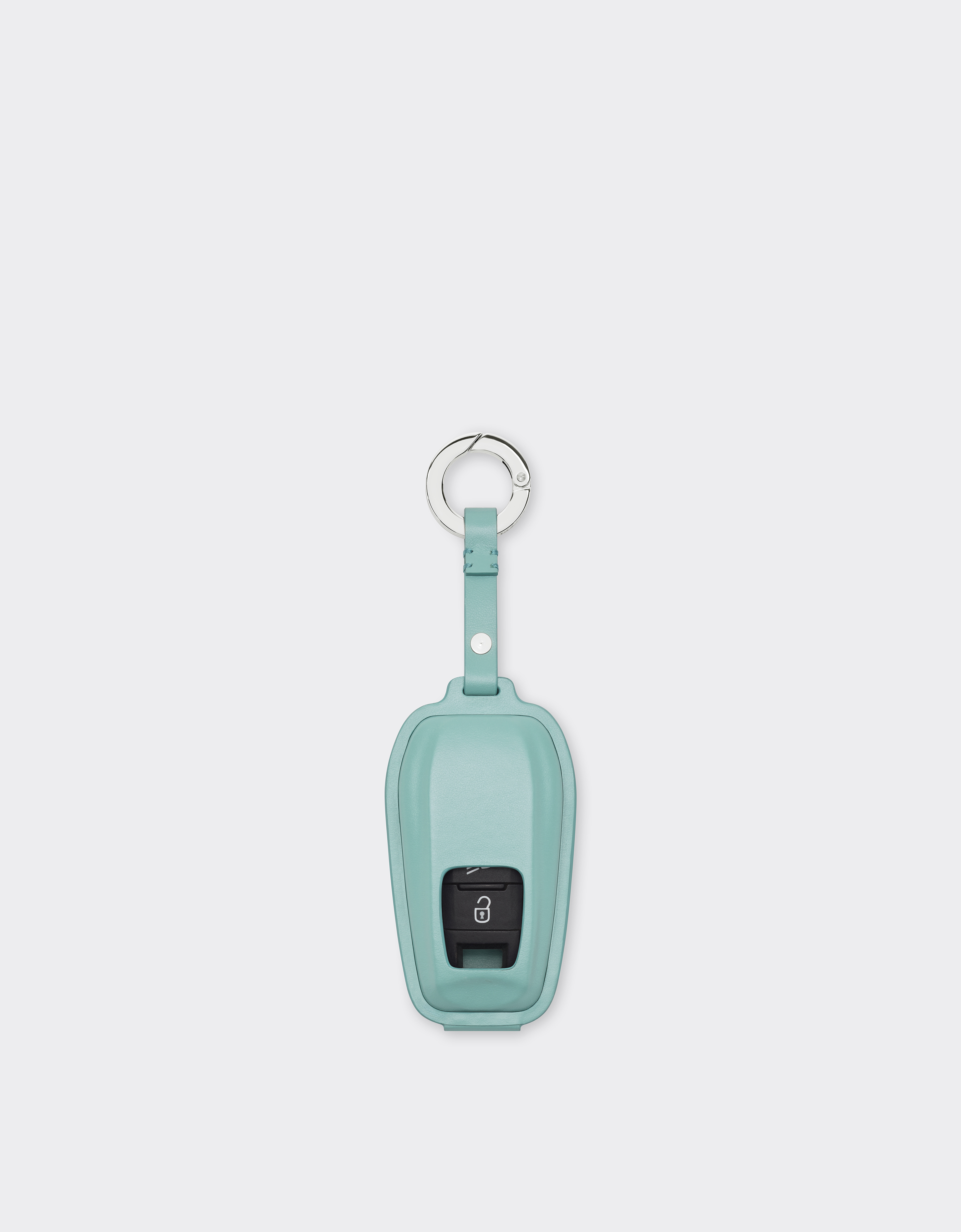 Ferrari Men's Granite Green Leather Key Ring With Logo - Keychains Os